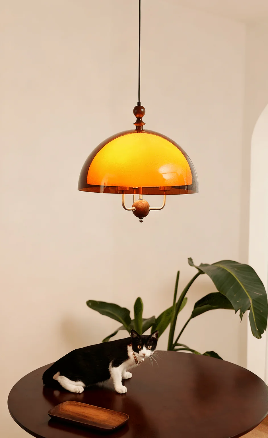 Amber Dome Shaped Pendant Light - Image 8