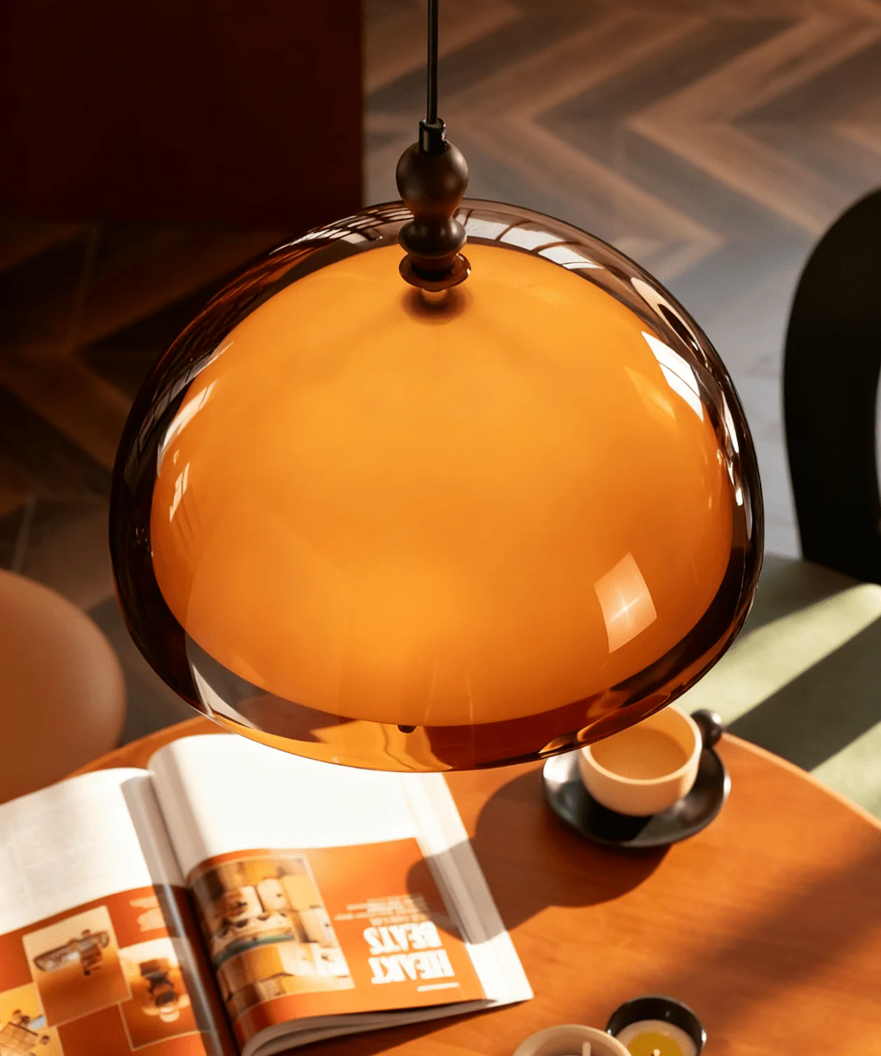 Amber Dome Shaped Pendant Light - Image 9