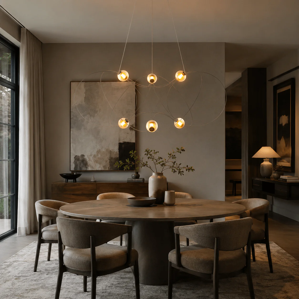 Amber Glass Orb Loop Chandelier - Image 10