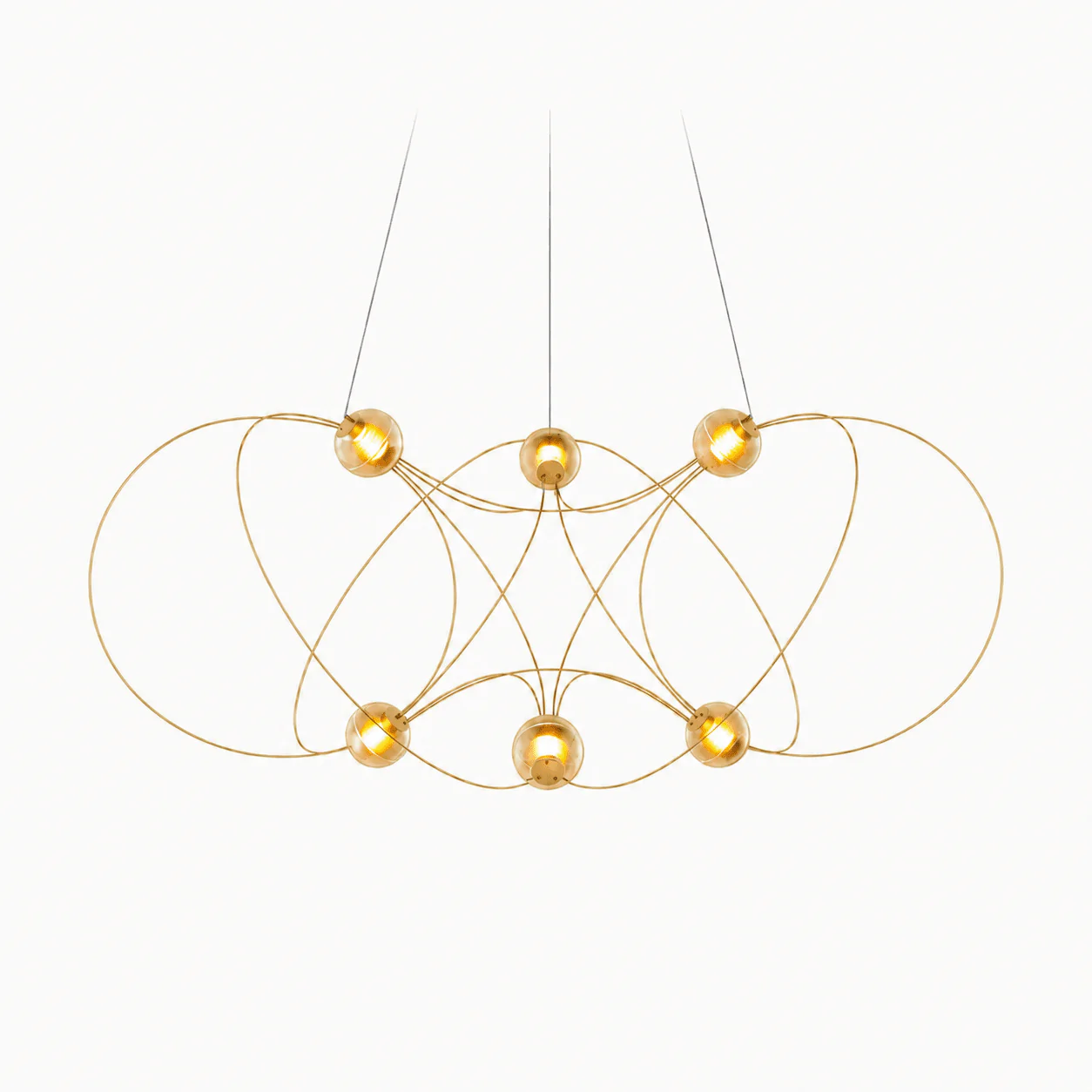 Amber Glass Orb Loop Chandelier - Image 14