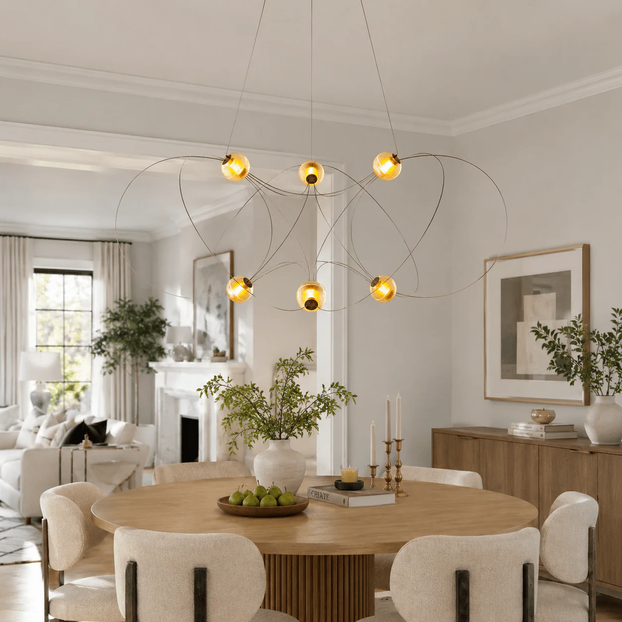 Amber Glass Orb Loop Chandelier - Image 15