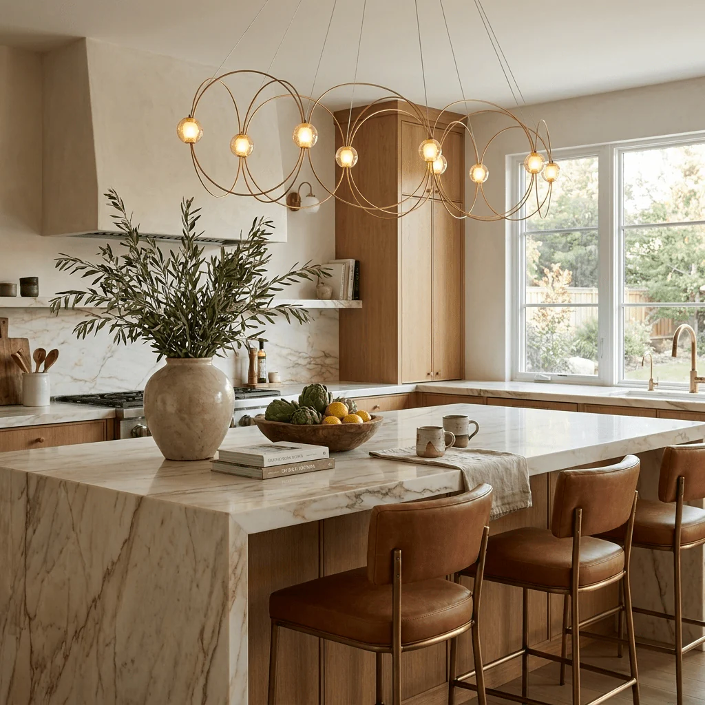 Amber Glass Orb Loop Chandelier - Image 2