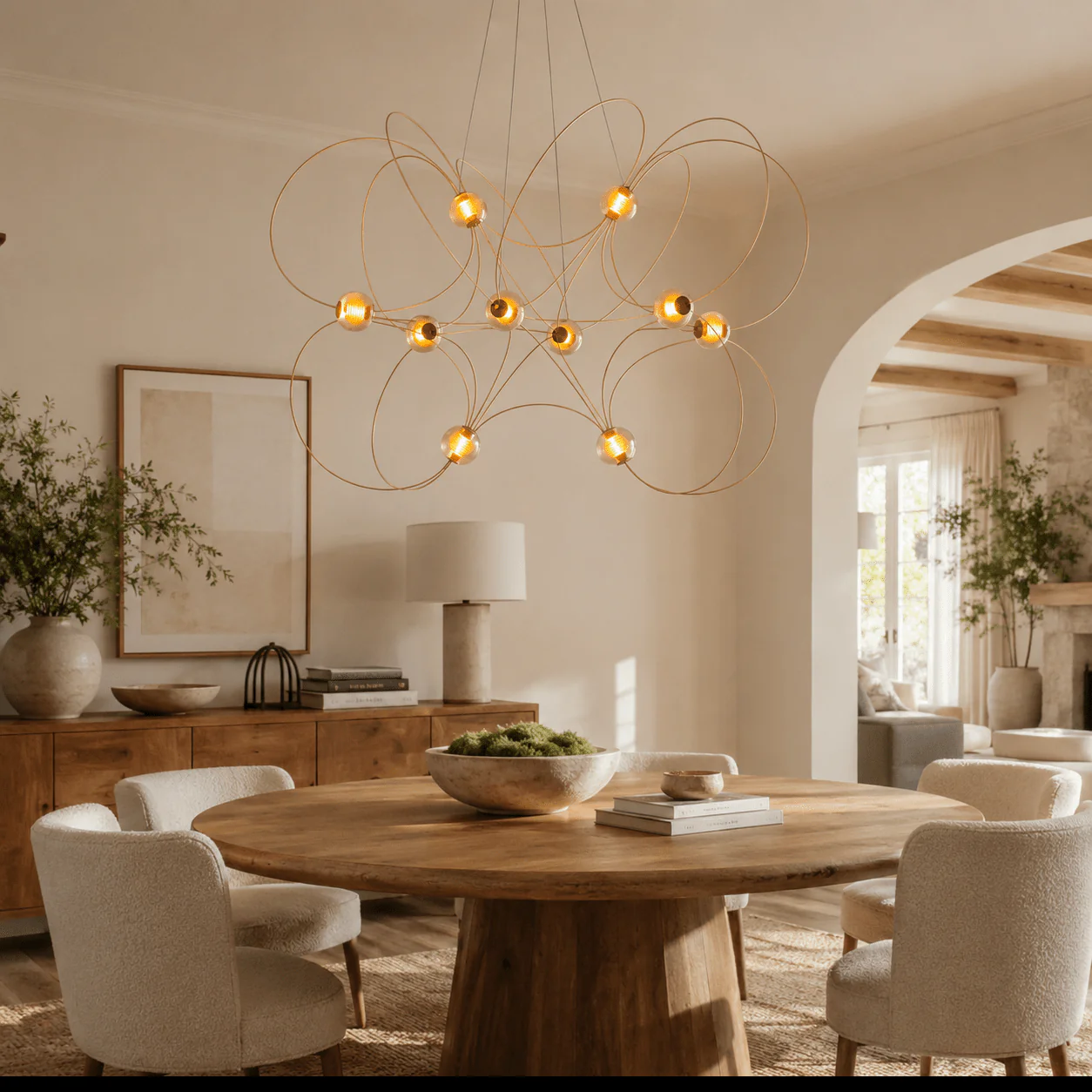 Amber Glass Orb Loop Chandelier - Image 4