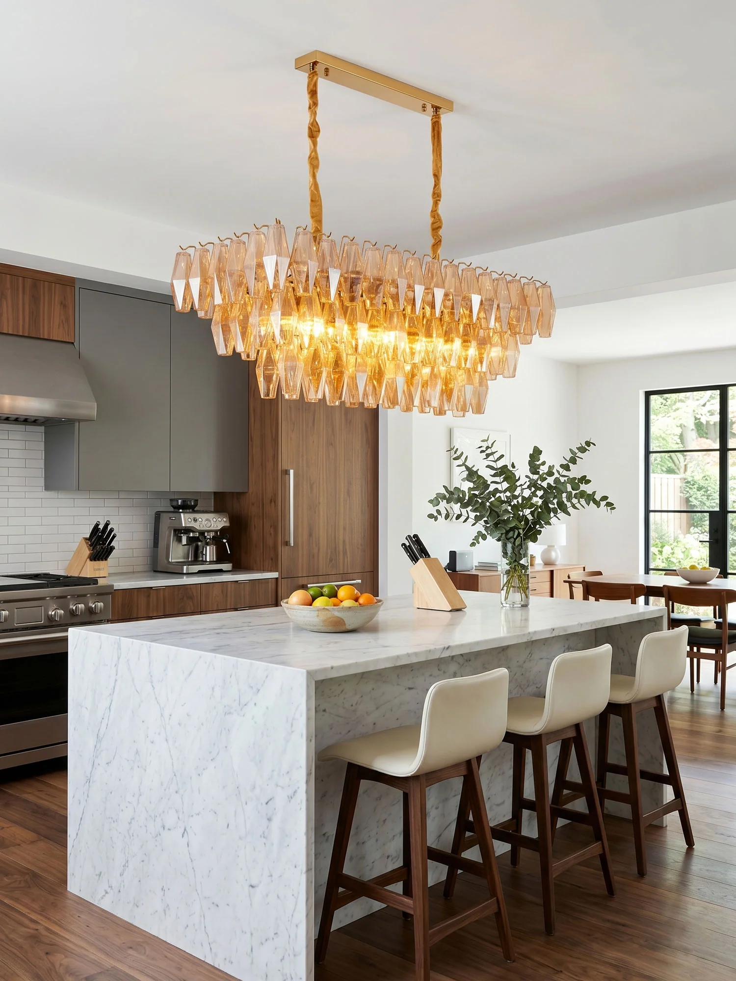 Amber Prism Glass Chandelier - Image 3