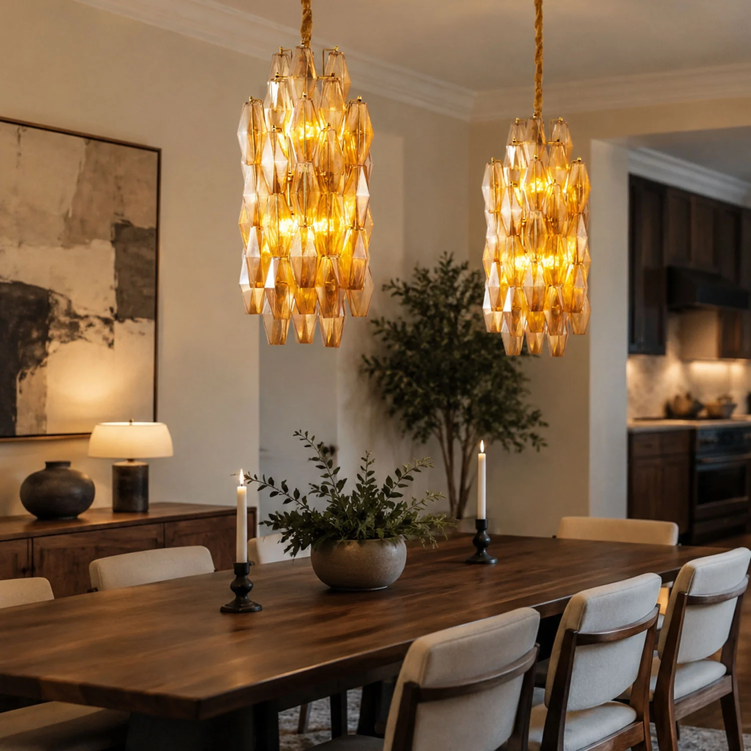 Amber Prism Long Chandelier - Image 2