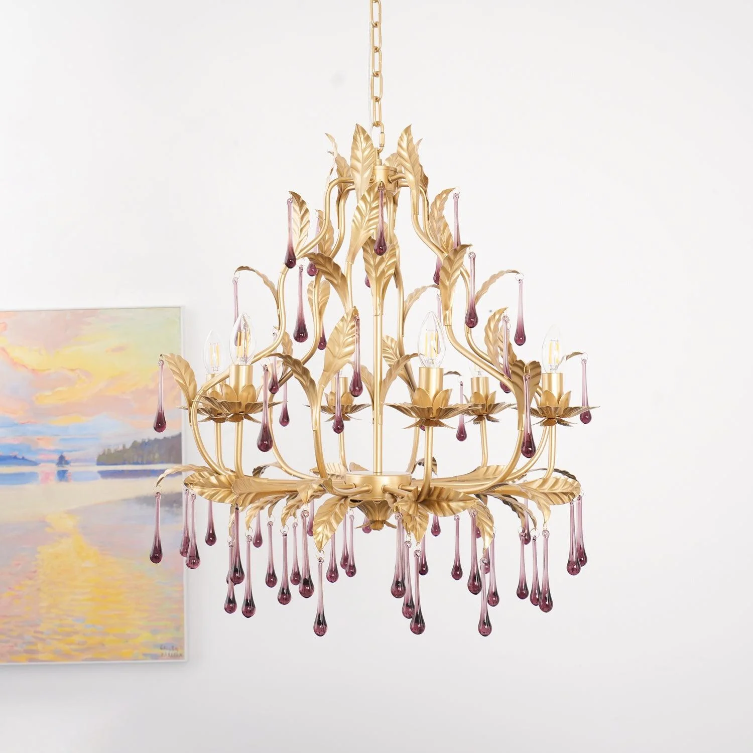 Amethyst Drops Glass Chandelier - Image 18