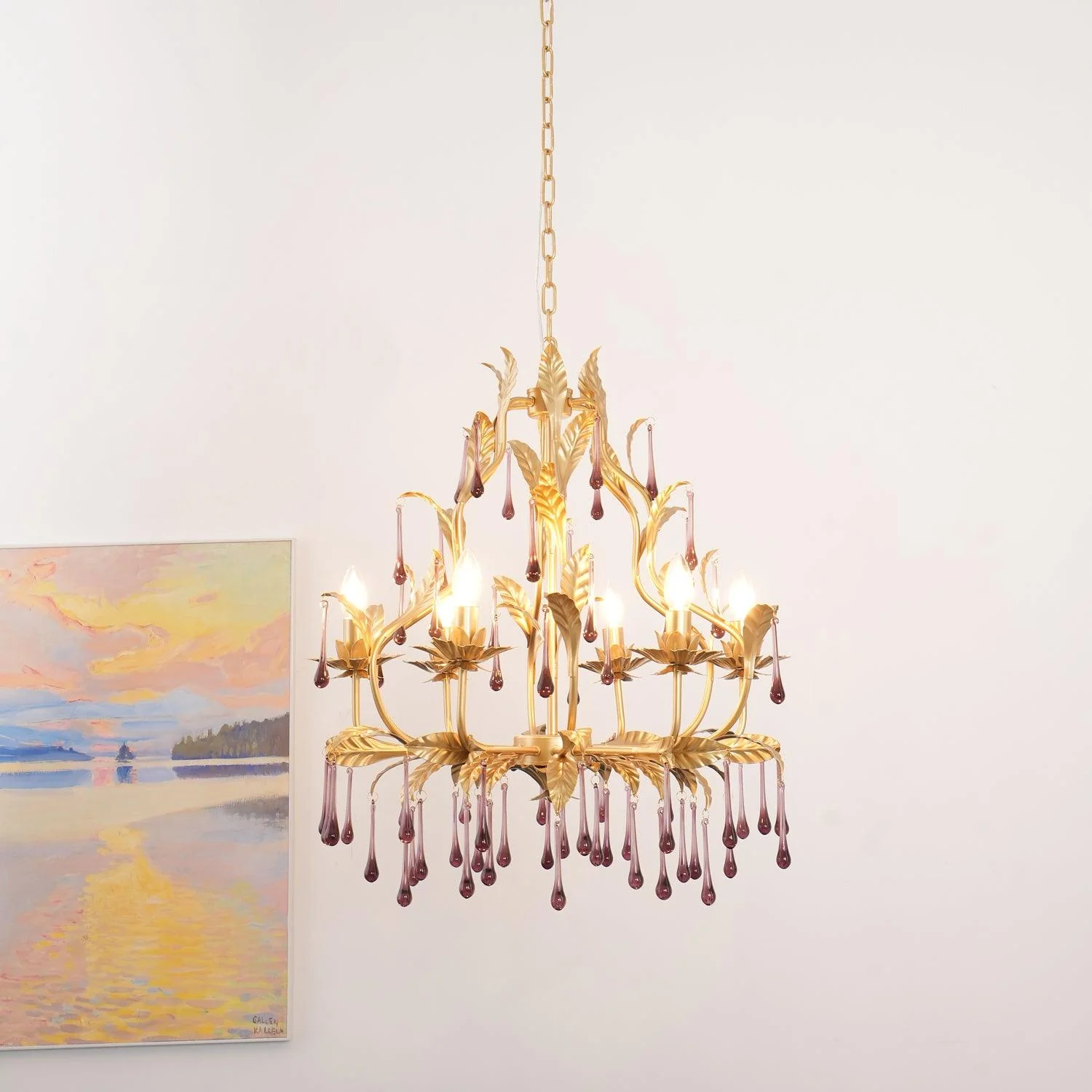 Amethyst Drops Glass Chandelier - Image 2