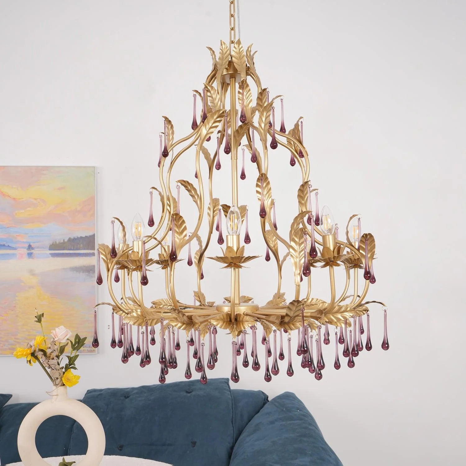 Amethyst Drops Glass Chandelier - Image 25