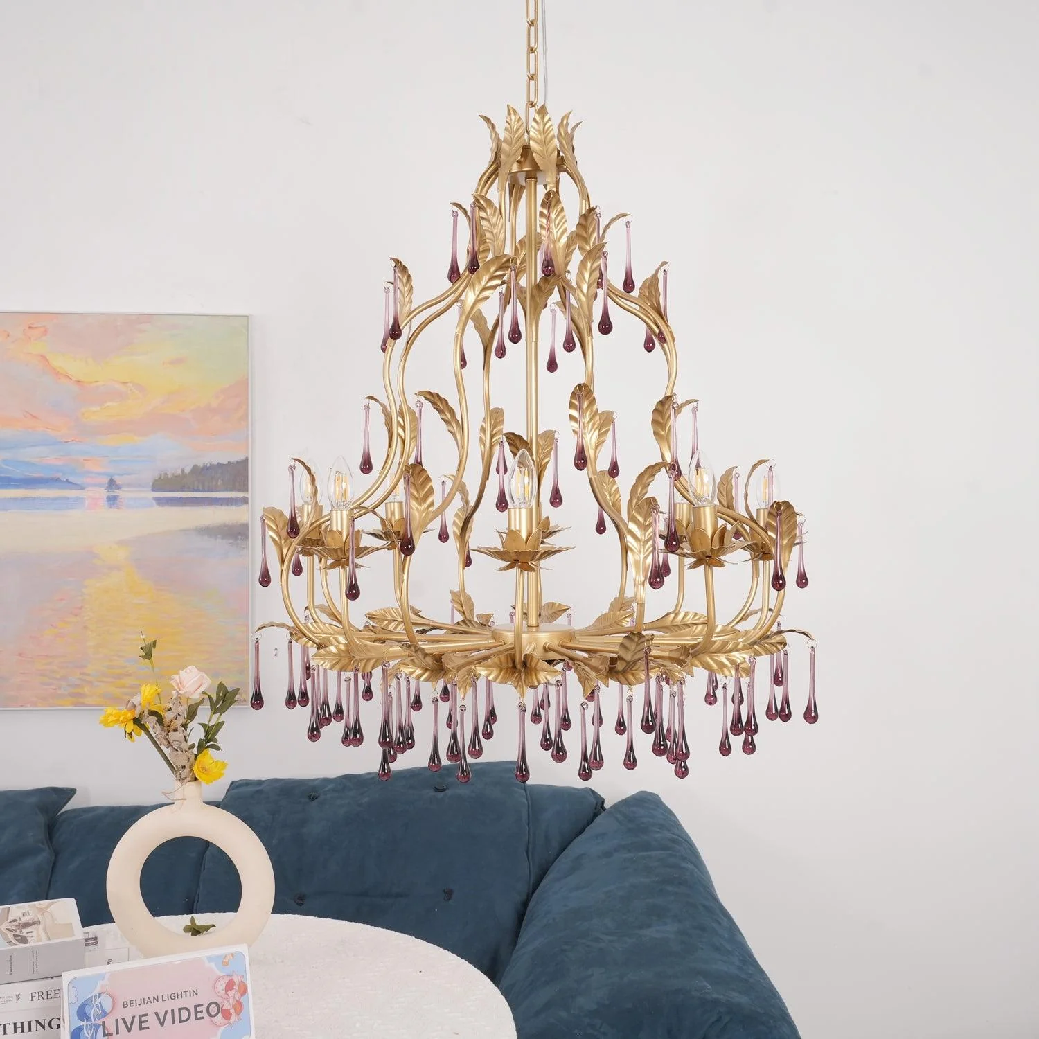 Amethyst Drops Glass Chandelier - Image 26