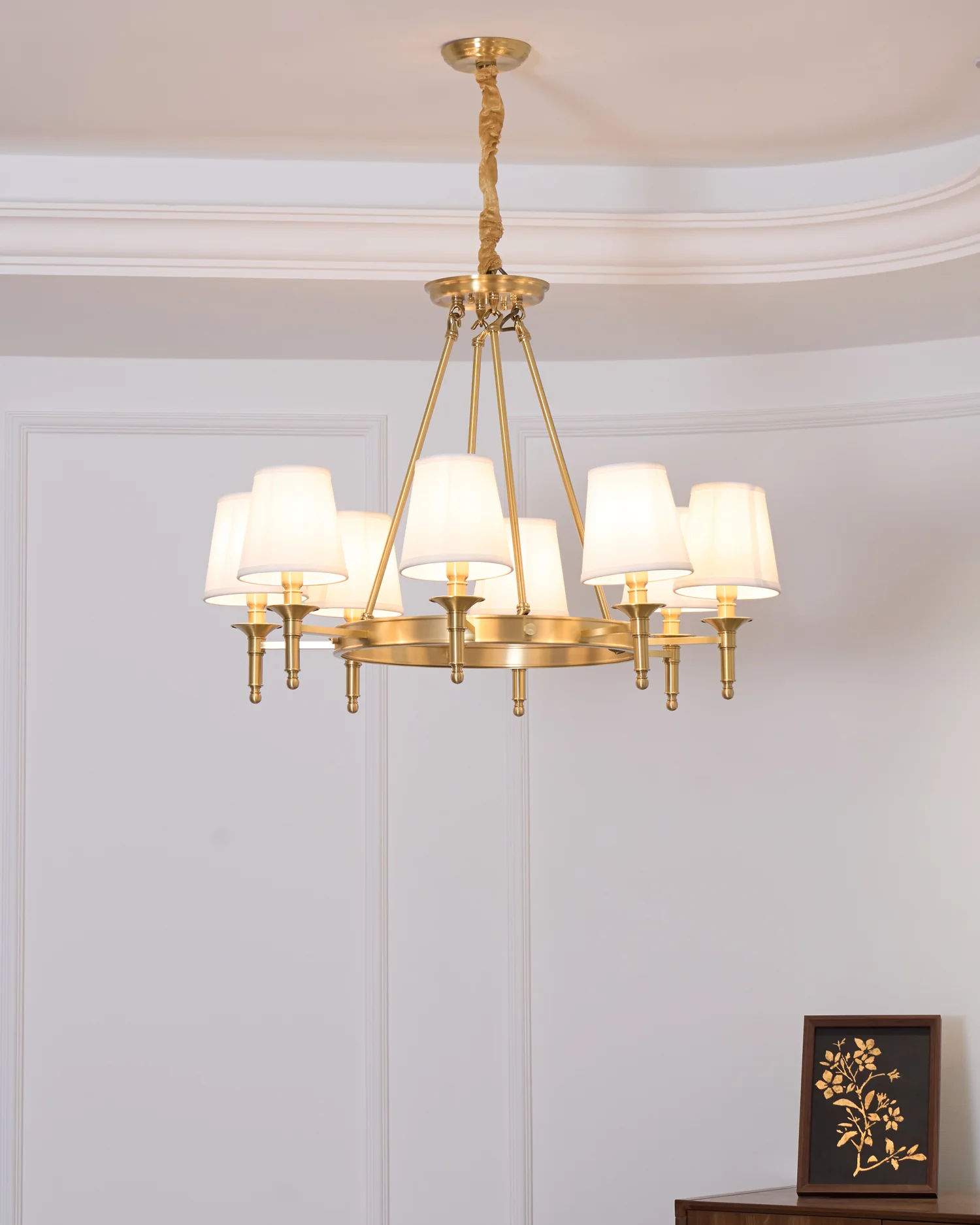 Antique Brass Chandelier - Image 3