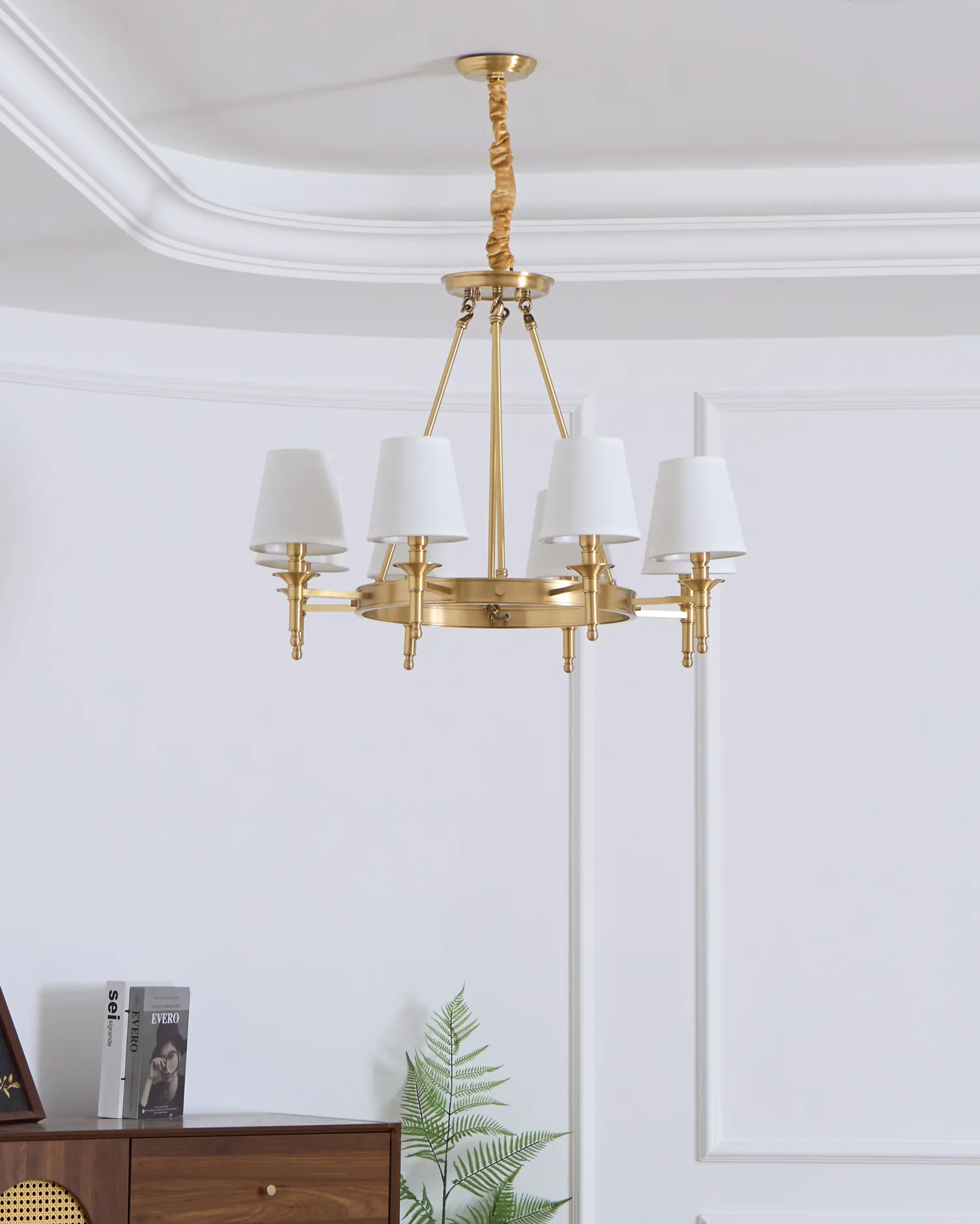 Antique Brass Chandelier - Image 4