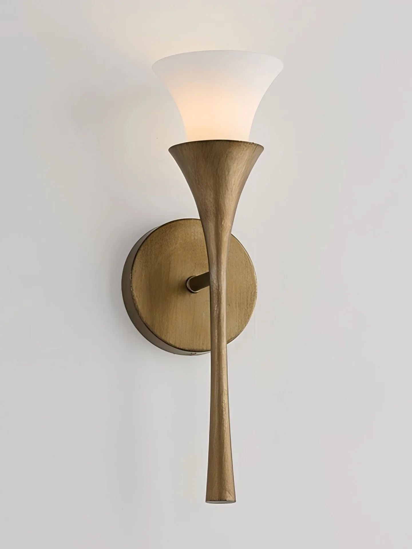 Antique Brass Double Cone Wall Sconce - Image 6