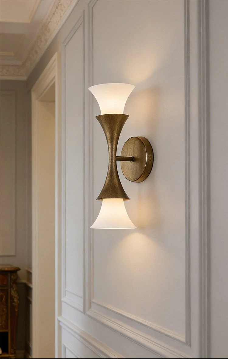 Antique Brass Double Cone Wall Sconce - Image 8