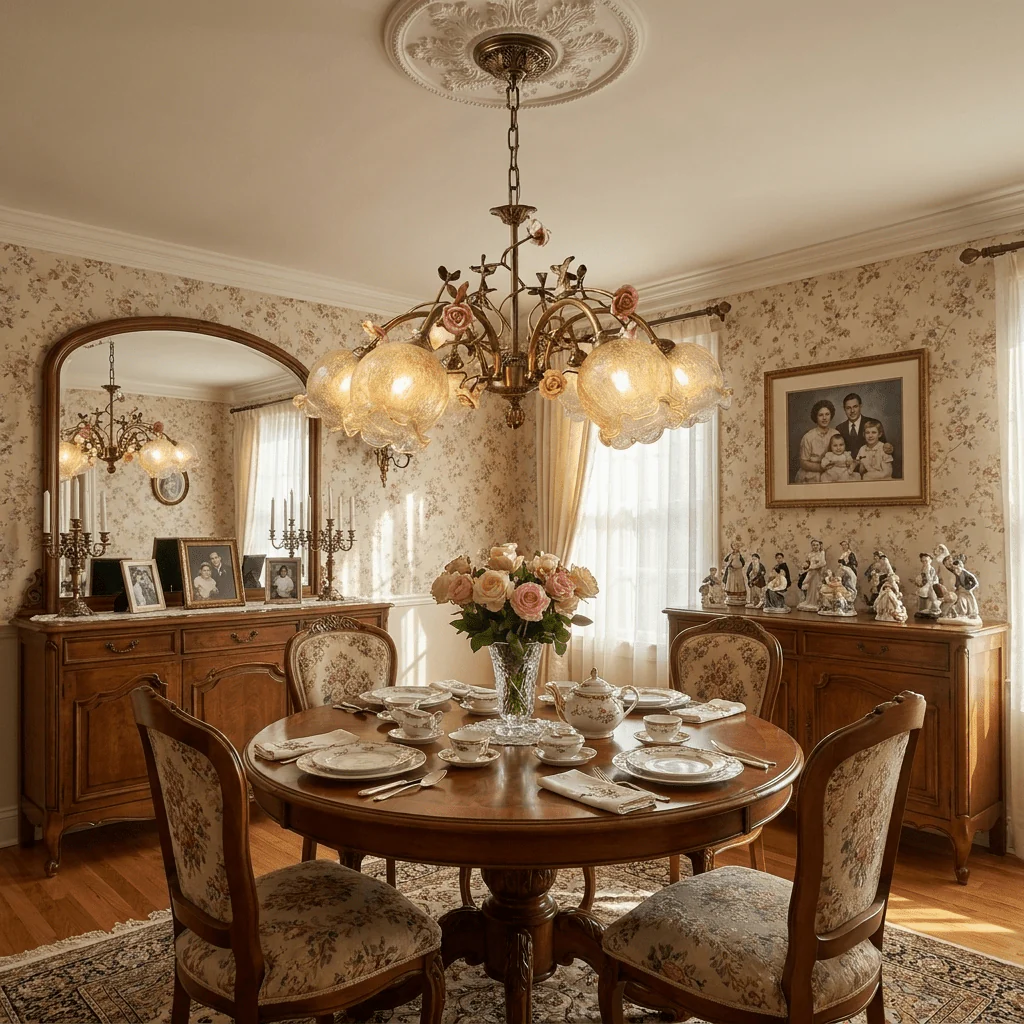 Antique Brass Rose Chandelier - Image 5