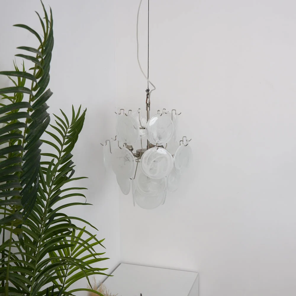 Aqua White Glass Murano Chandelier - Image 40