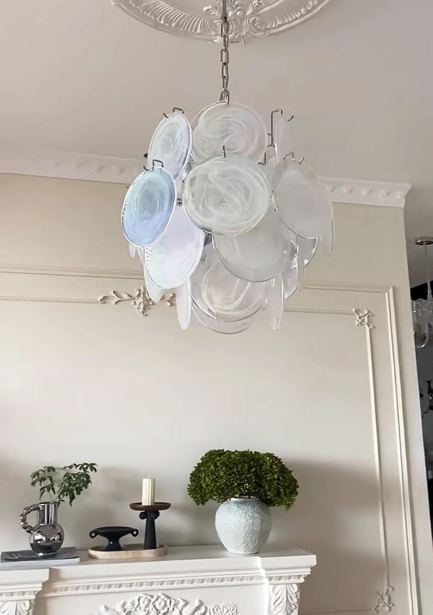 Aqua White Glass Murano Chandelier - Image 45