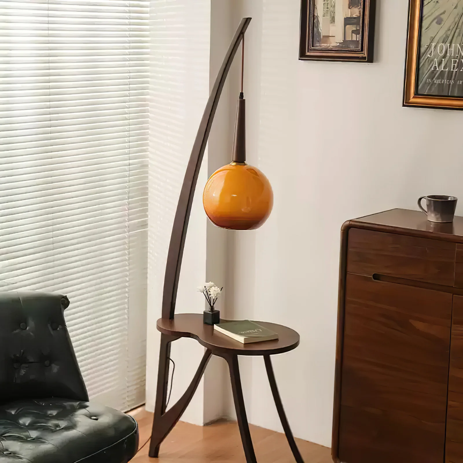 Arc Wood Hanging Floor Lamp - Image 11