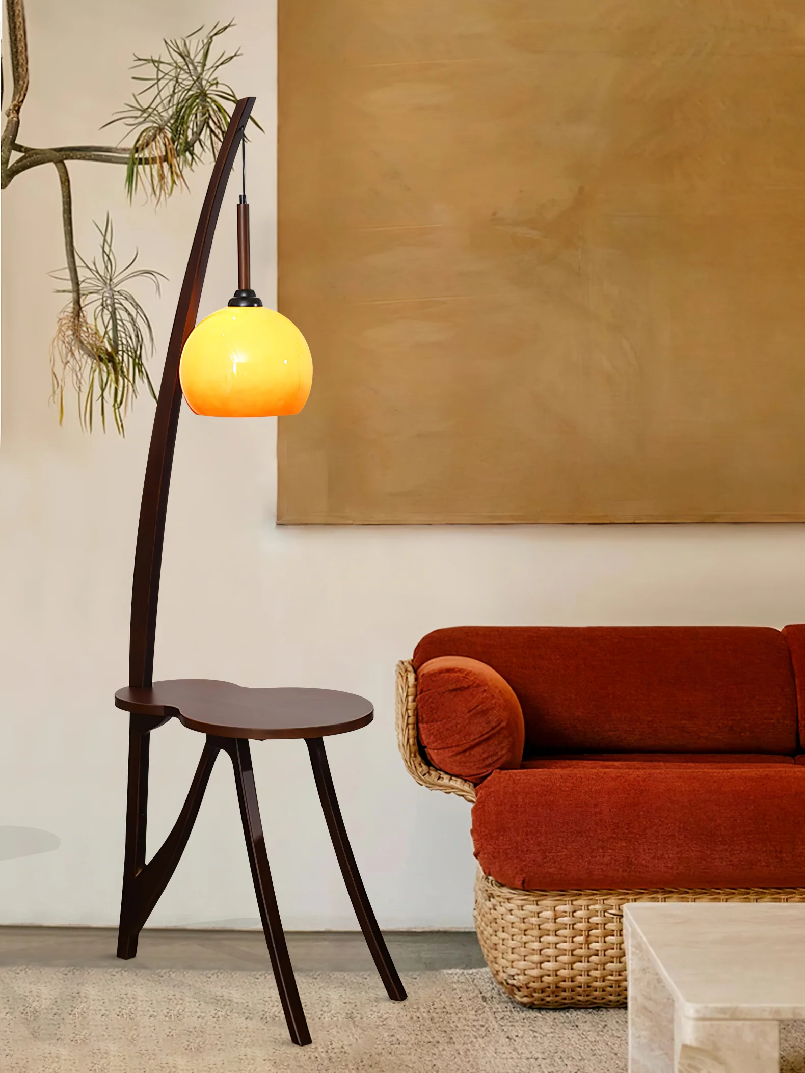 Arc Wood Hanging Floor Lamp - Image 13