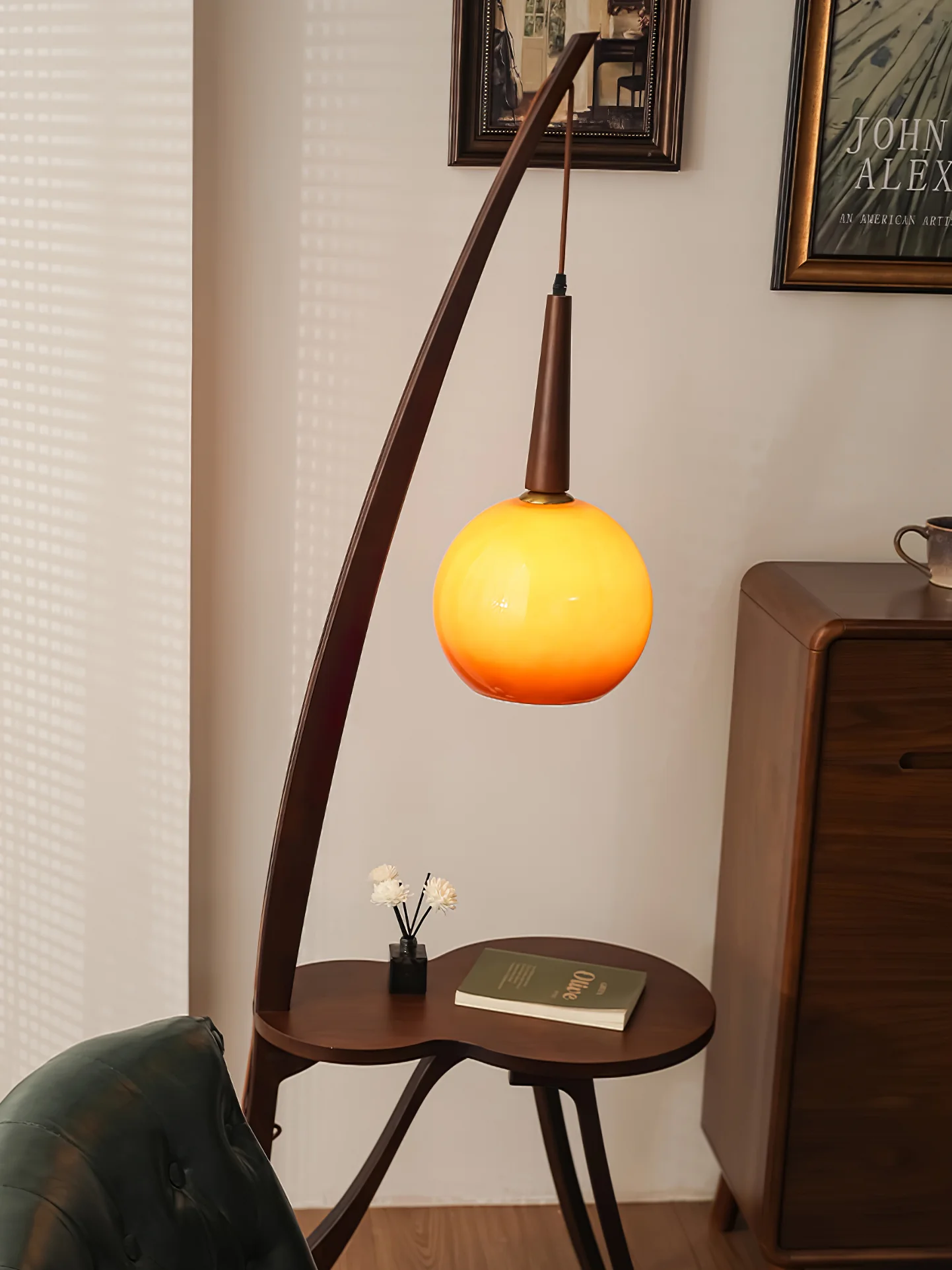 Arc Wood Hanging Floor Lamp - Image 16