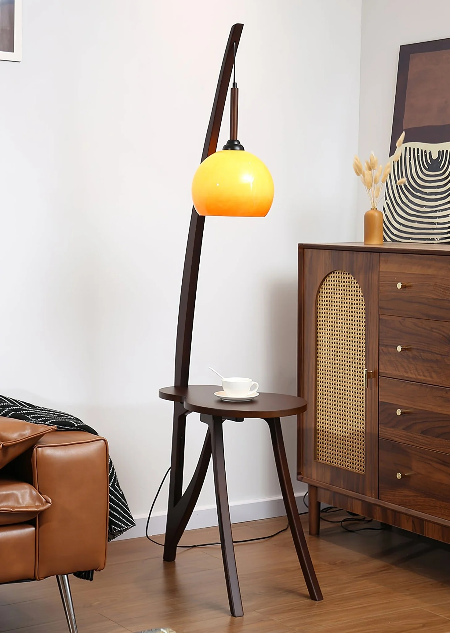 Arc Wood Hanging Floor Lamp - Image 5
