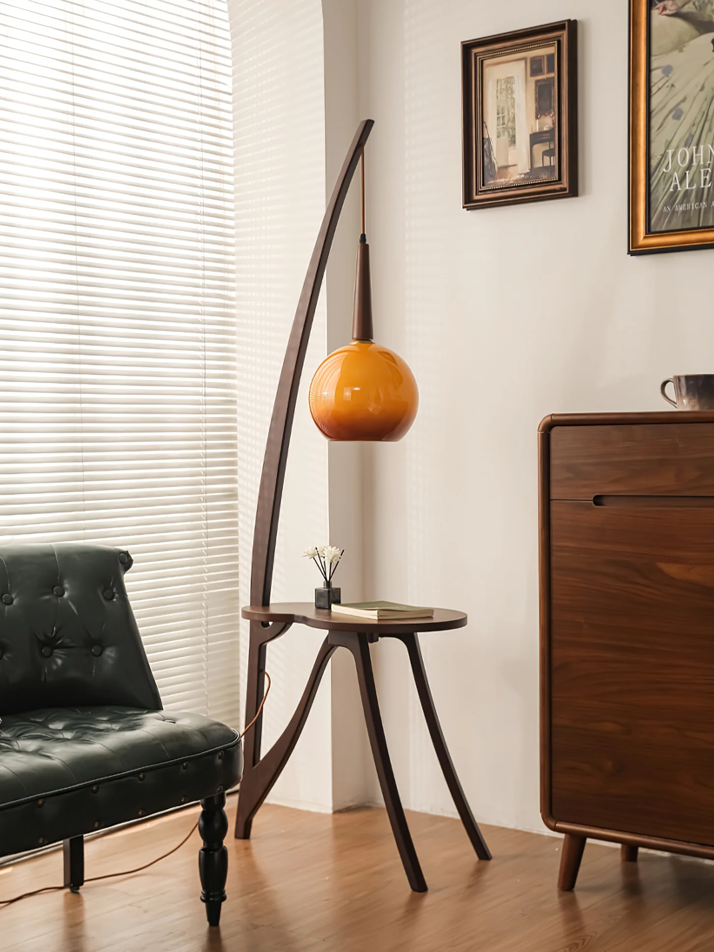 Arc Wood Hanging Floor Lamp - Image 6