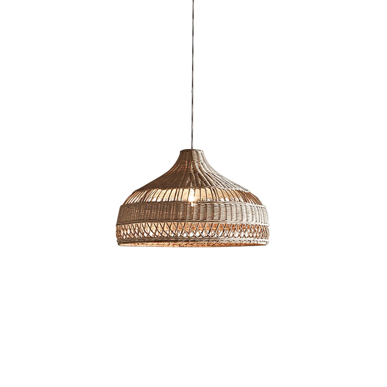 Artisanal Rattan Dome Pendant Lamp - Image 12