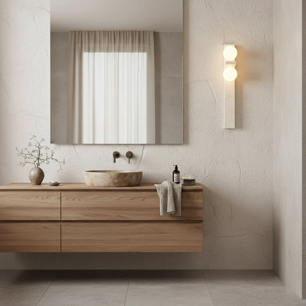 Asymmetrical Travertine Wall Sconce - Image 16