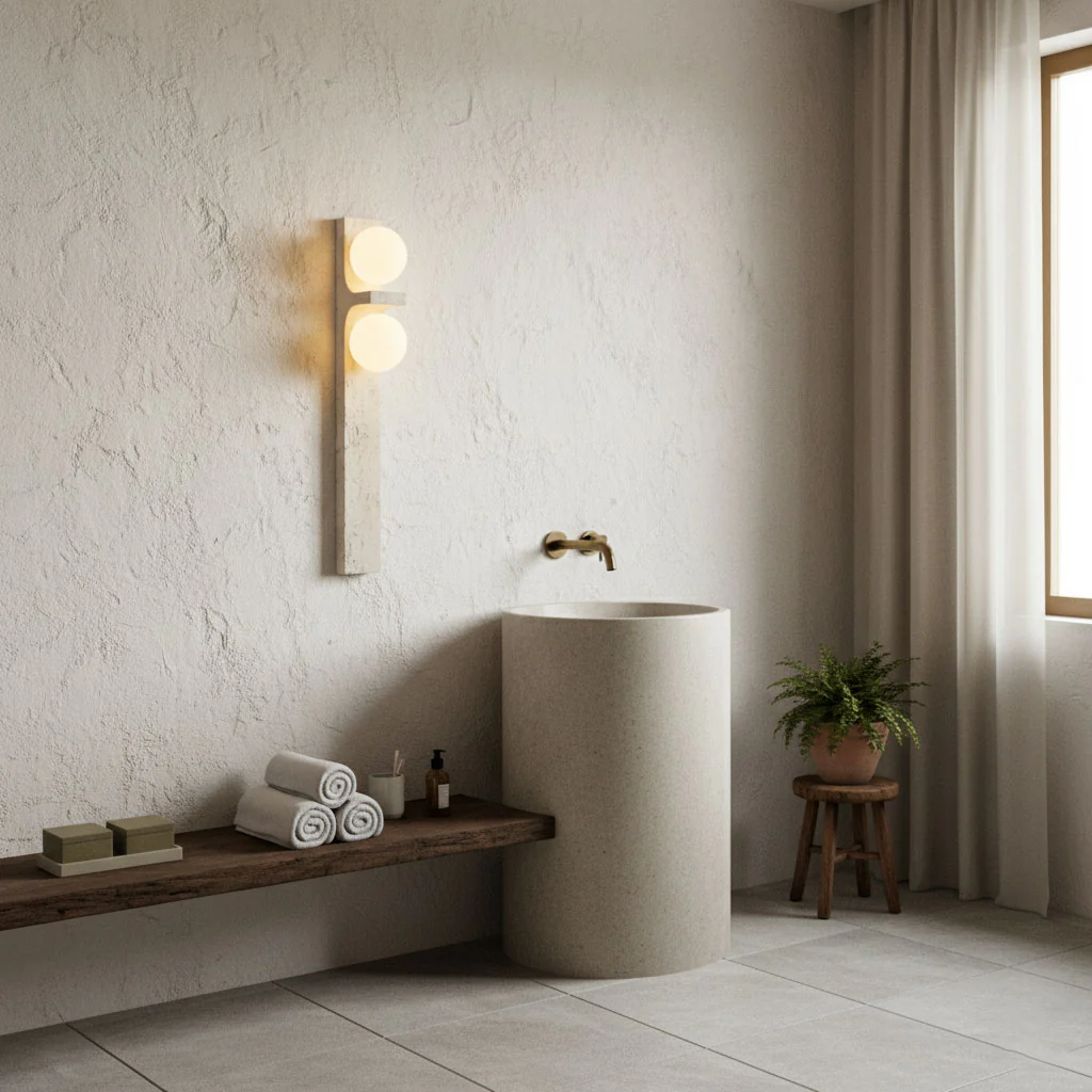 Asymmetrical Travertine Wall Sconce - Image 19