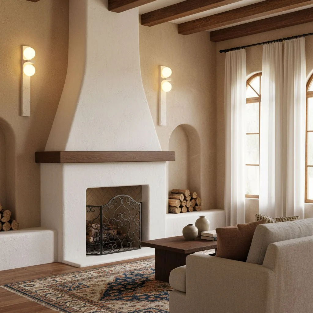 Asymmetrical Travertine Wall Sconce - Image 3