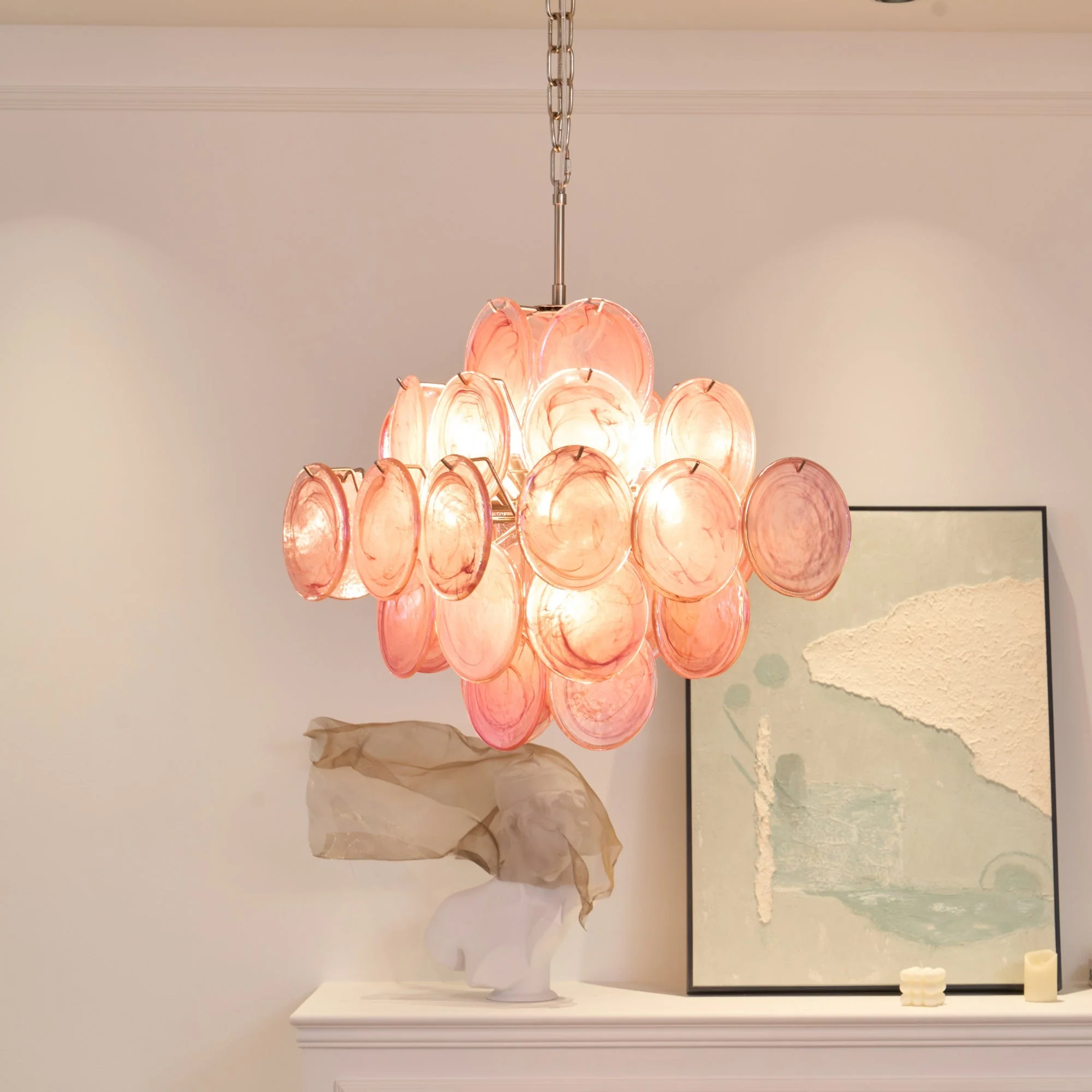 Aurelia Pink Murano Glass Chandelier - Image 2