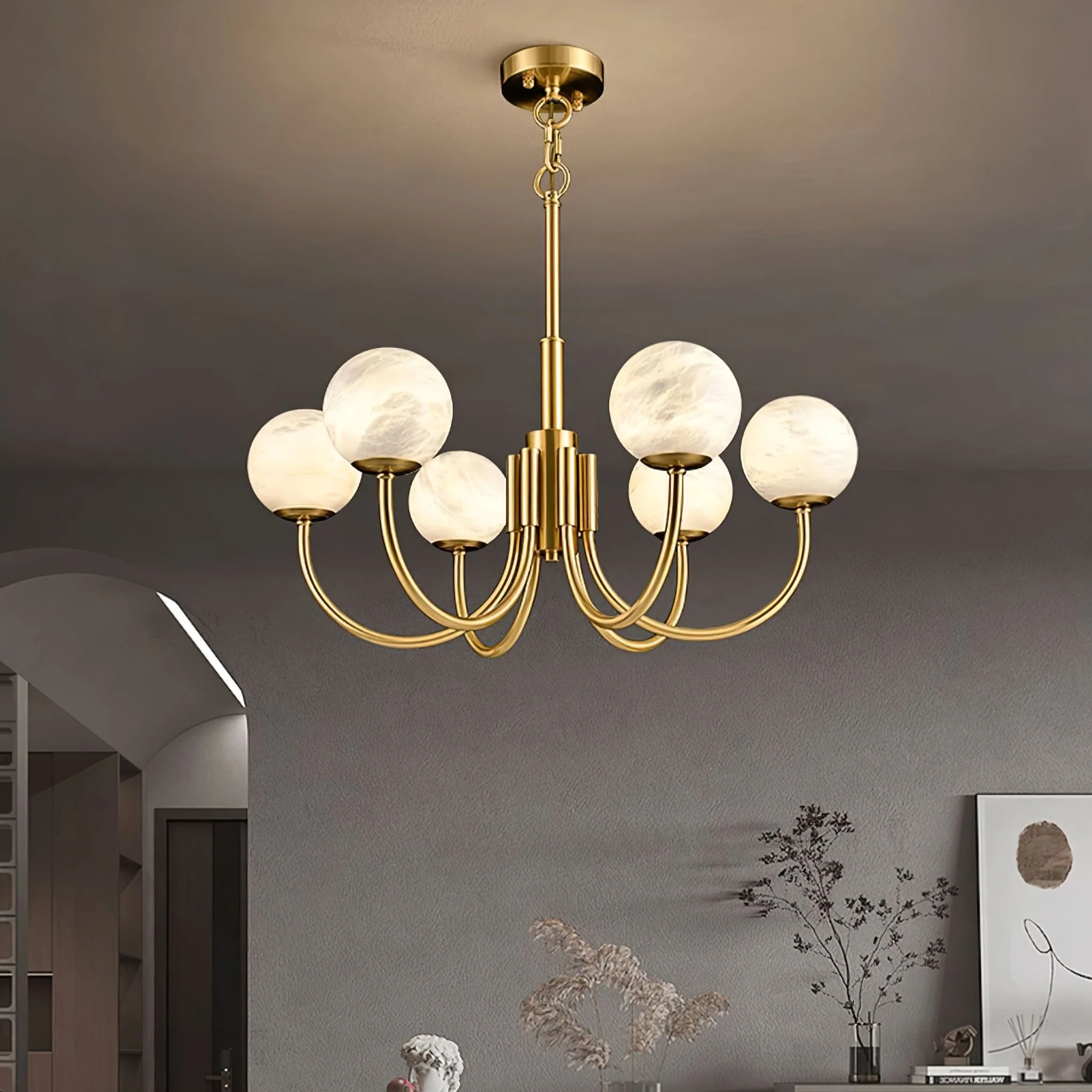 Aurelian Alabaster Globe Chandelier - Image 12