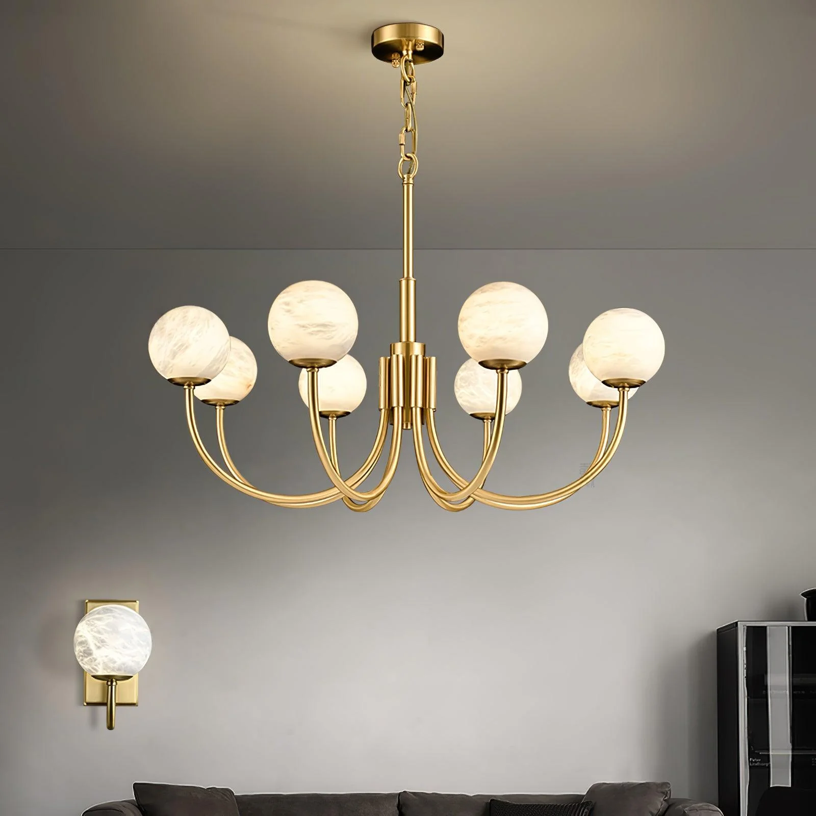 Aurelian Alabaster Globe Chandelier - Image 3