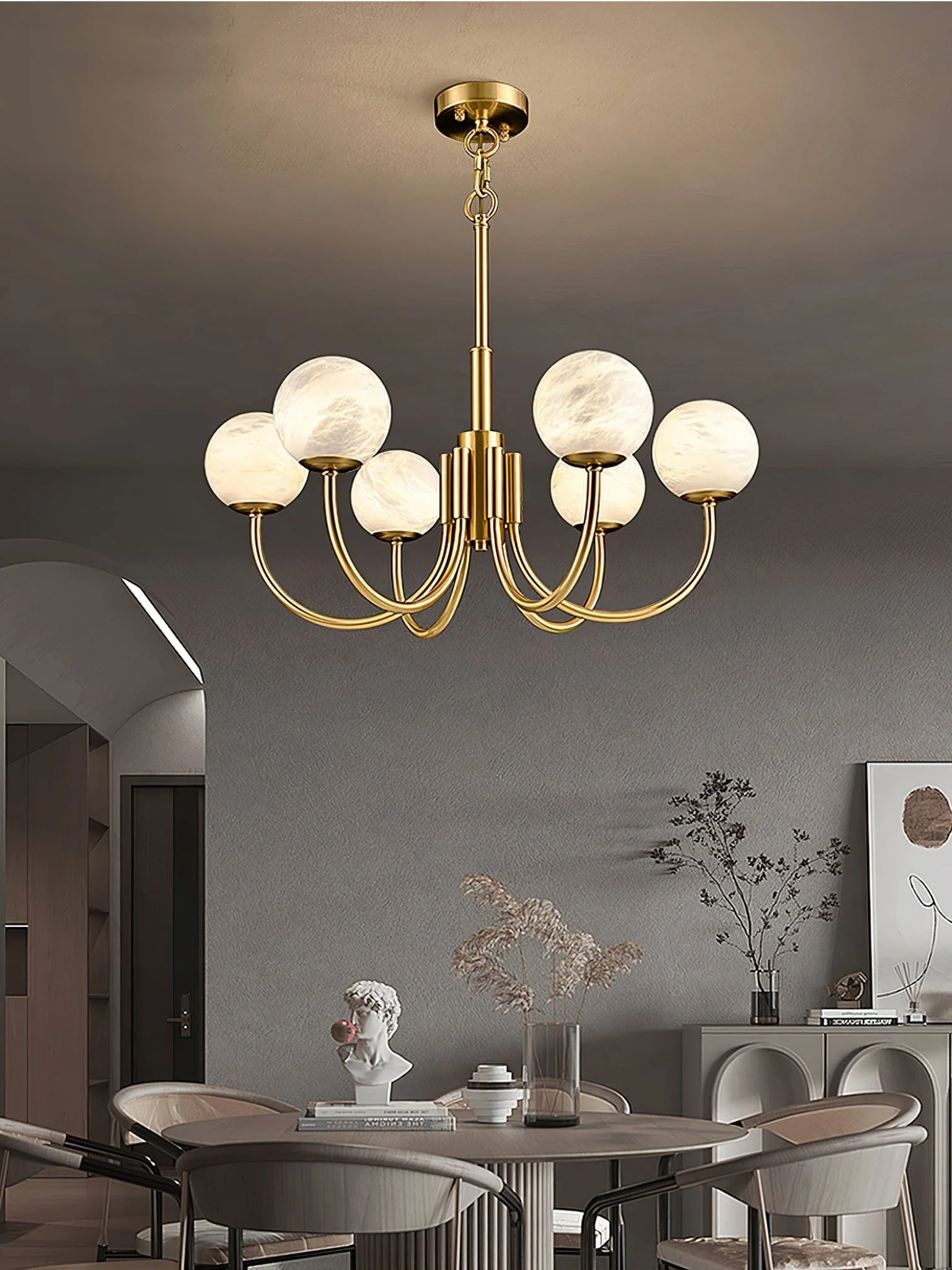 Aurelian Alabaster Globe Chandelier - Image 40