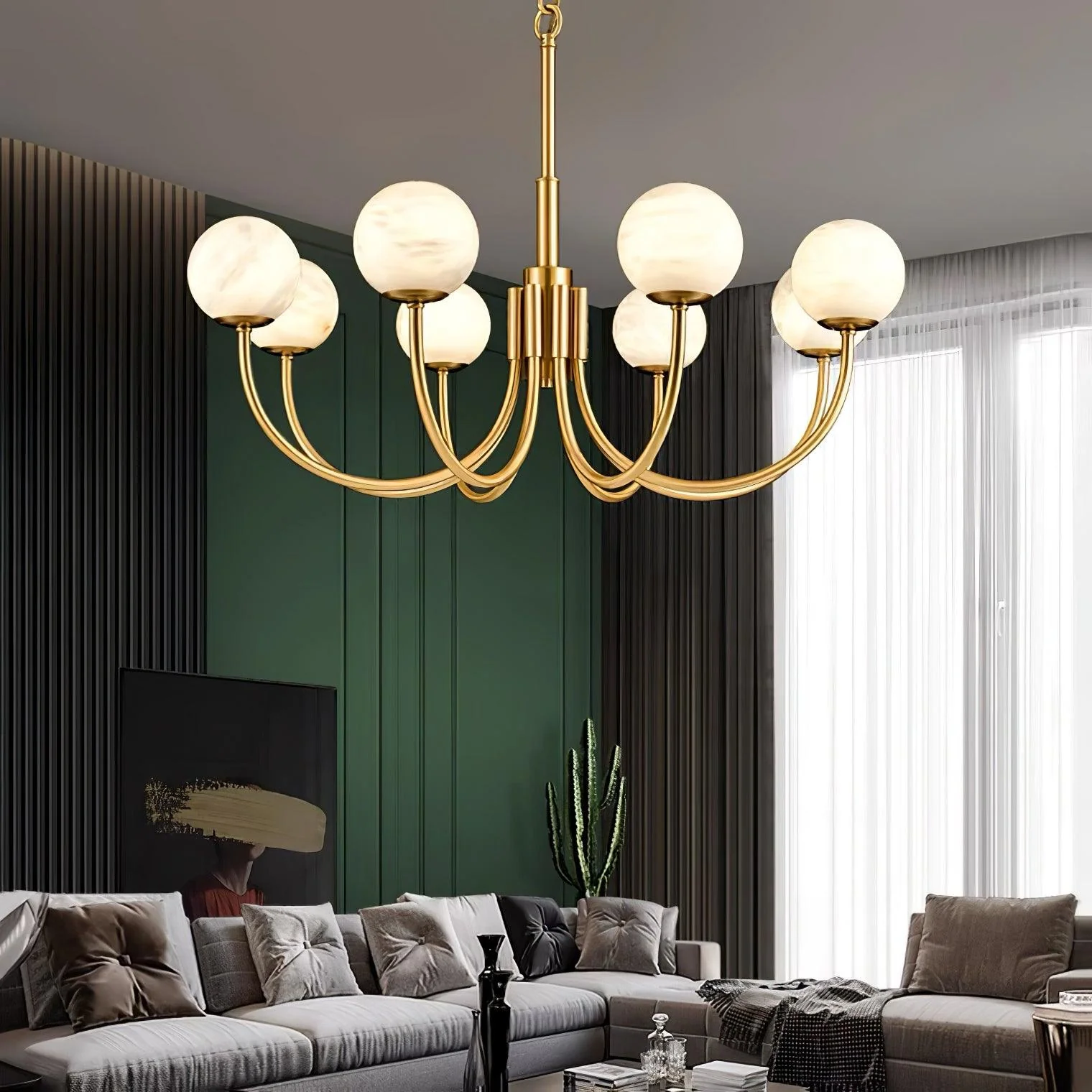 Aurelian Alabaster Globe Chandelier - Image 8