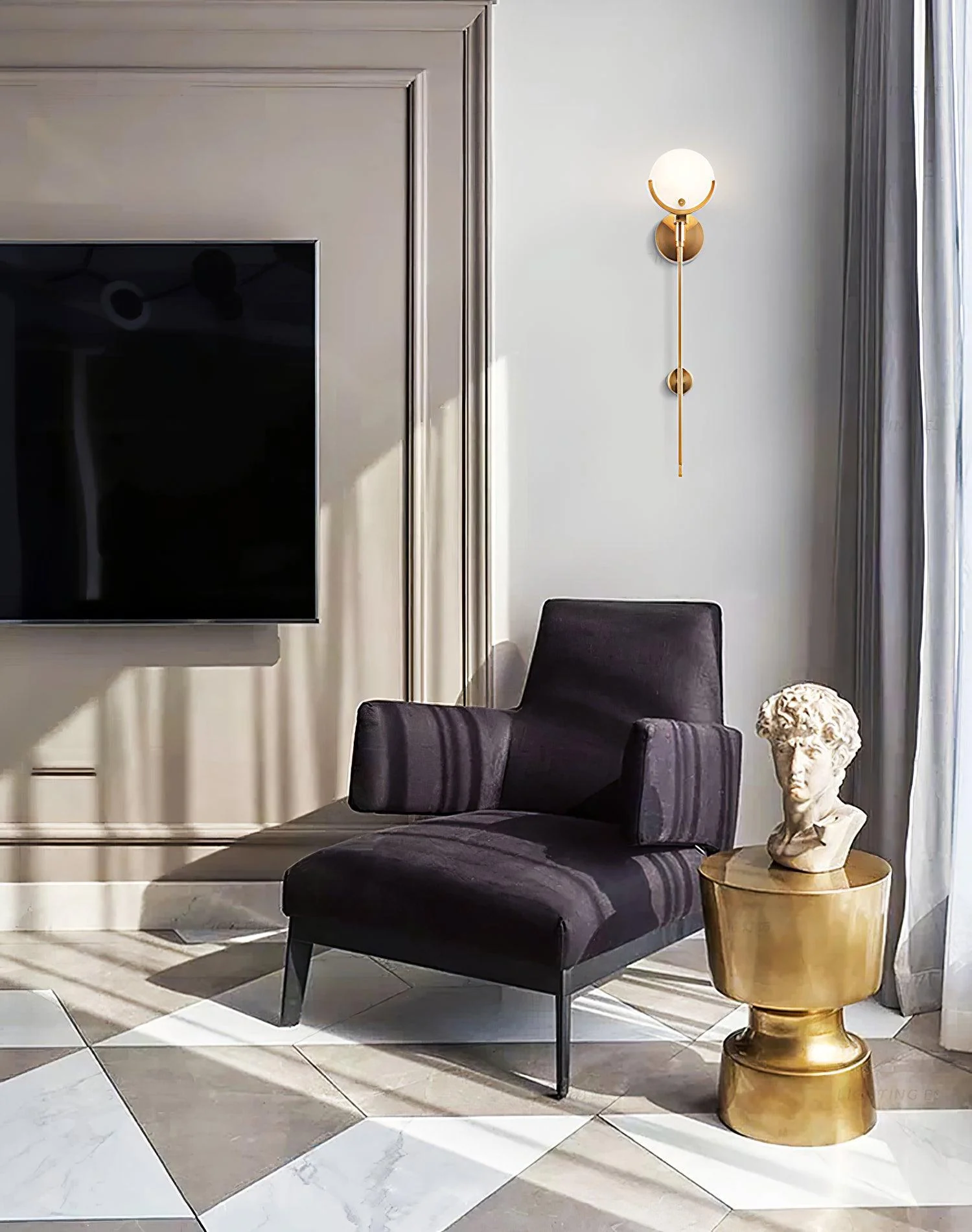 Ava Brass Alabaster Wall Lamp - Image 17