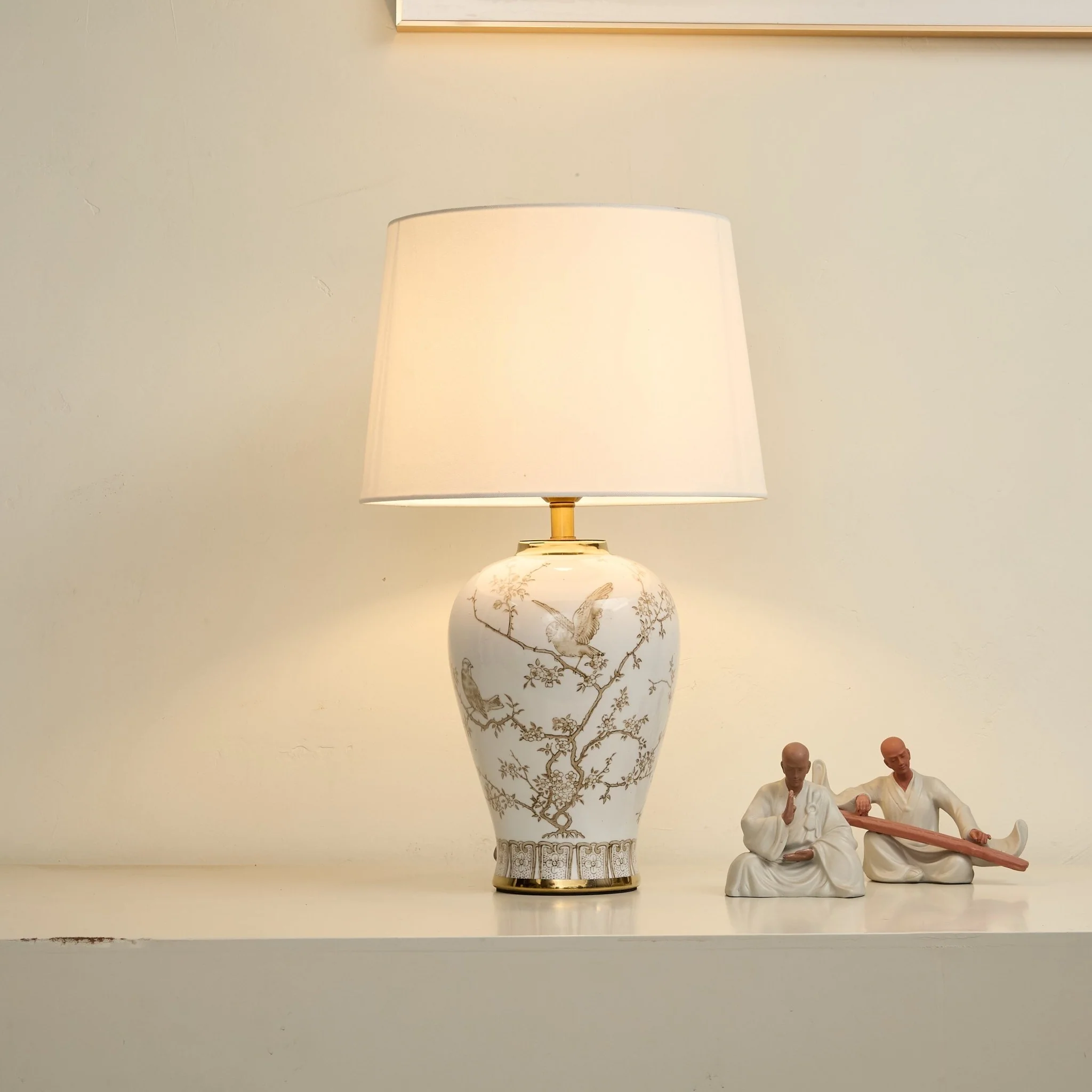 Avian Floral Ceramic Table Lamp - Image 2