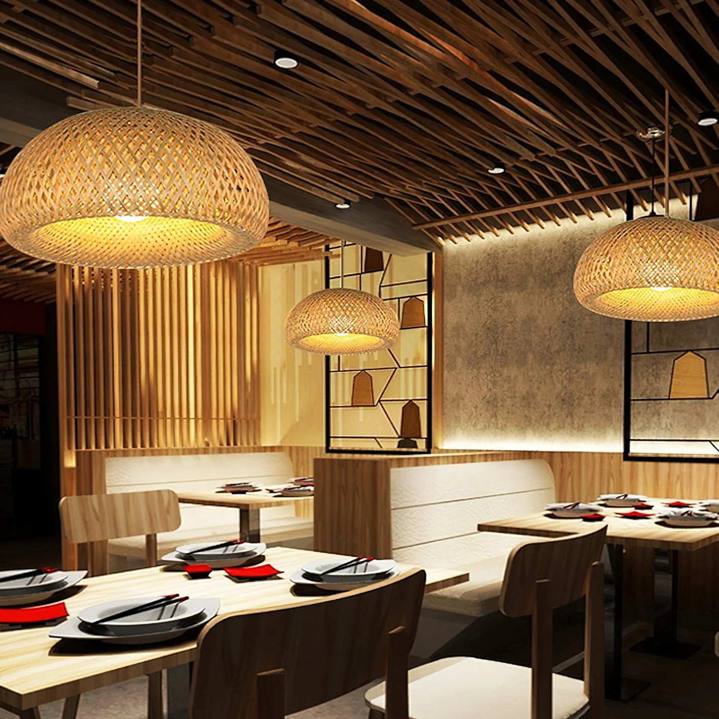 Bamboo Braided Pendant Lamp - Image 5