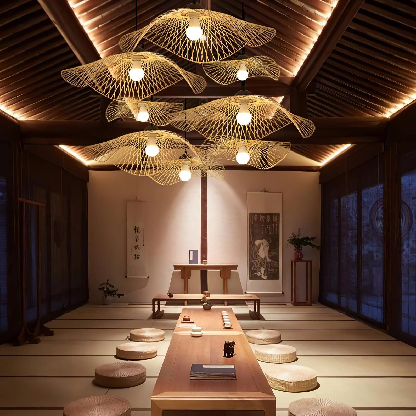 Bamboo Frame Pendant Lamp - Image 2