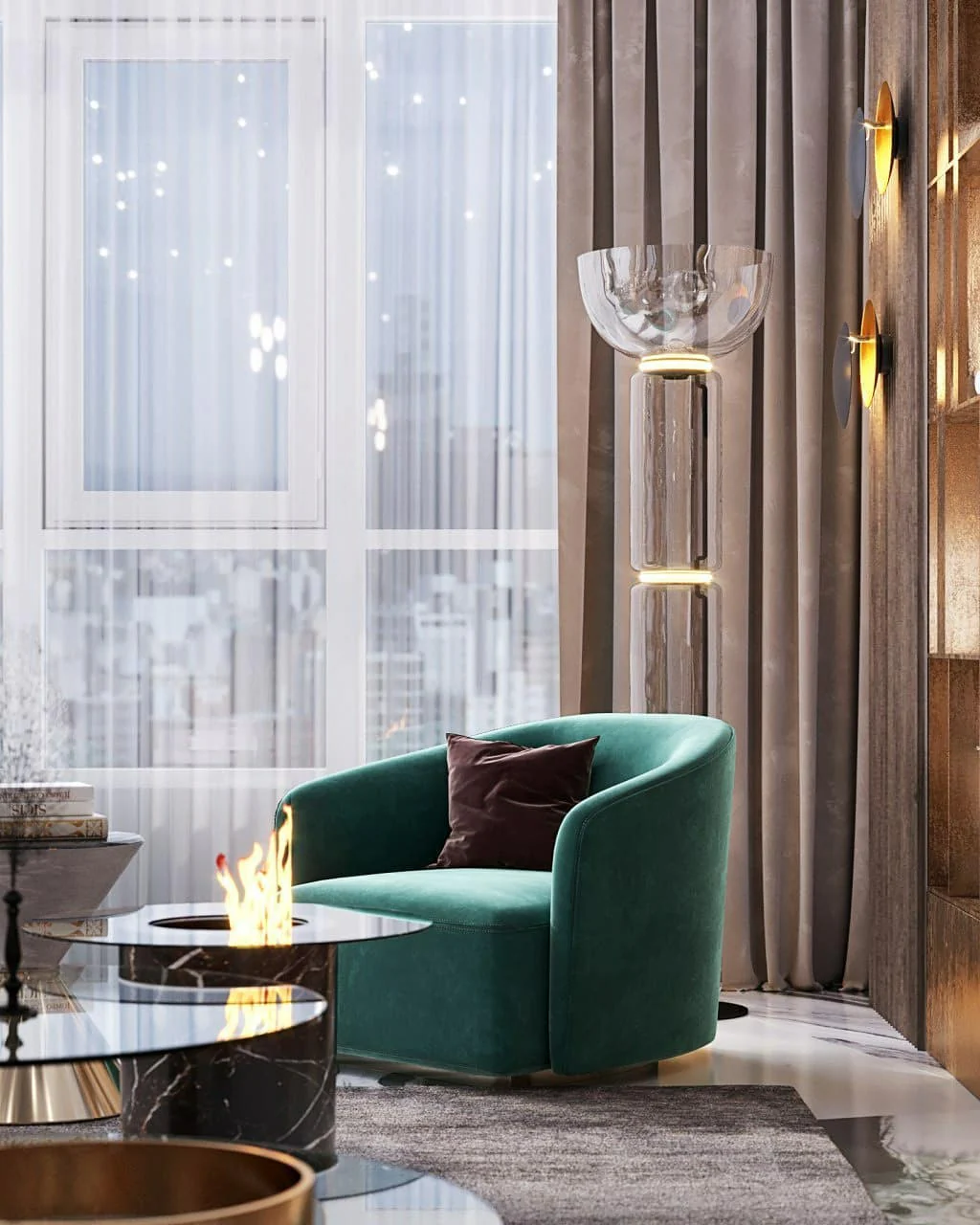 Bamboo Glass Floor Lamp - Image 72