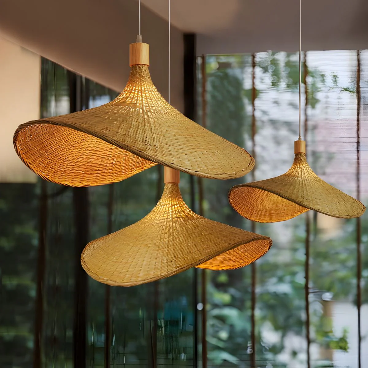 Rattan Weave Hat Pendant Light - Image 26