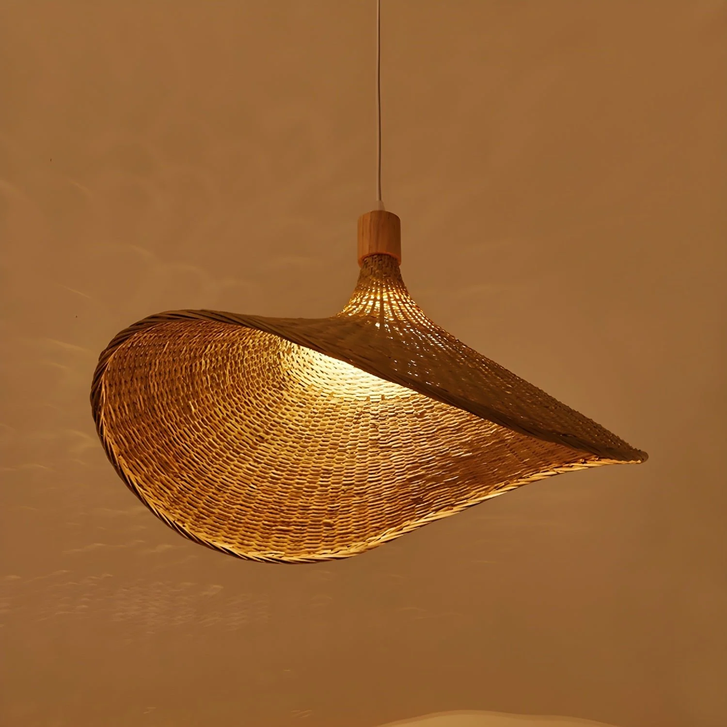 Rattan Weave Hat Pendant Light - Image 5