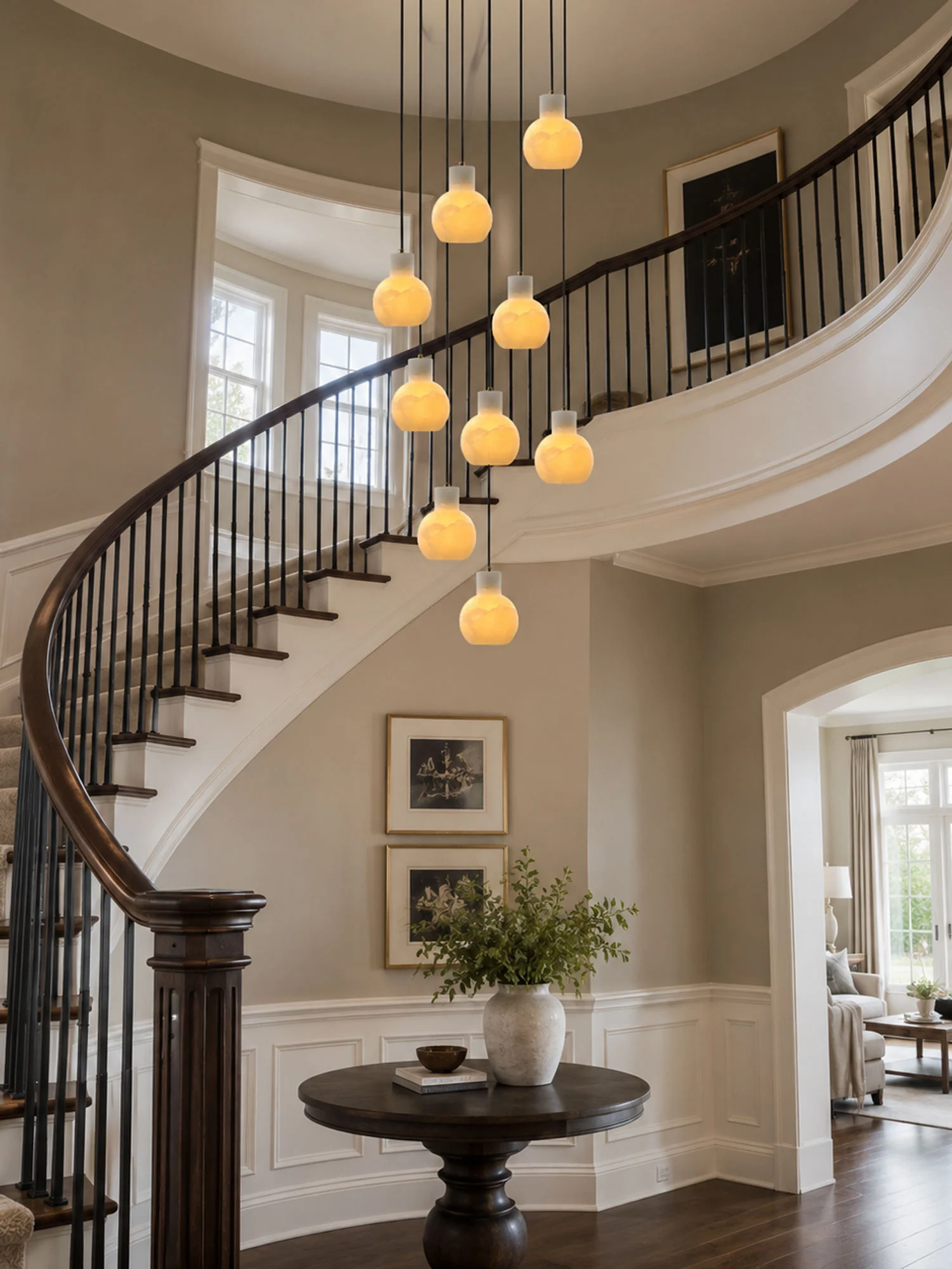 Bell Jar Alabaster Cluster Chandelier - Image 4