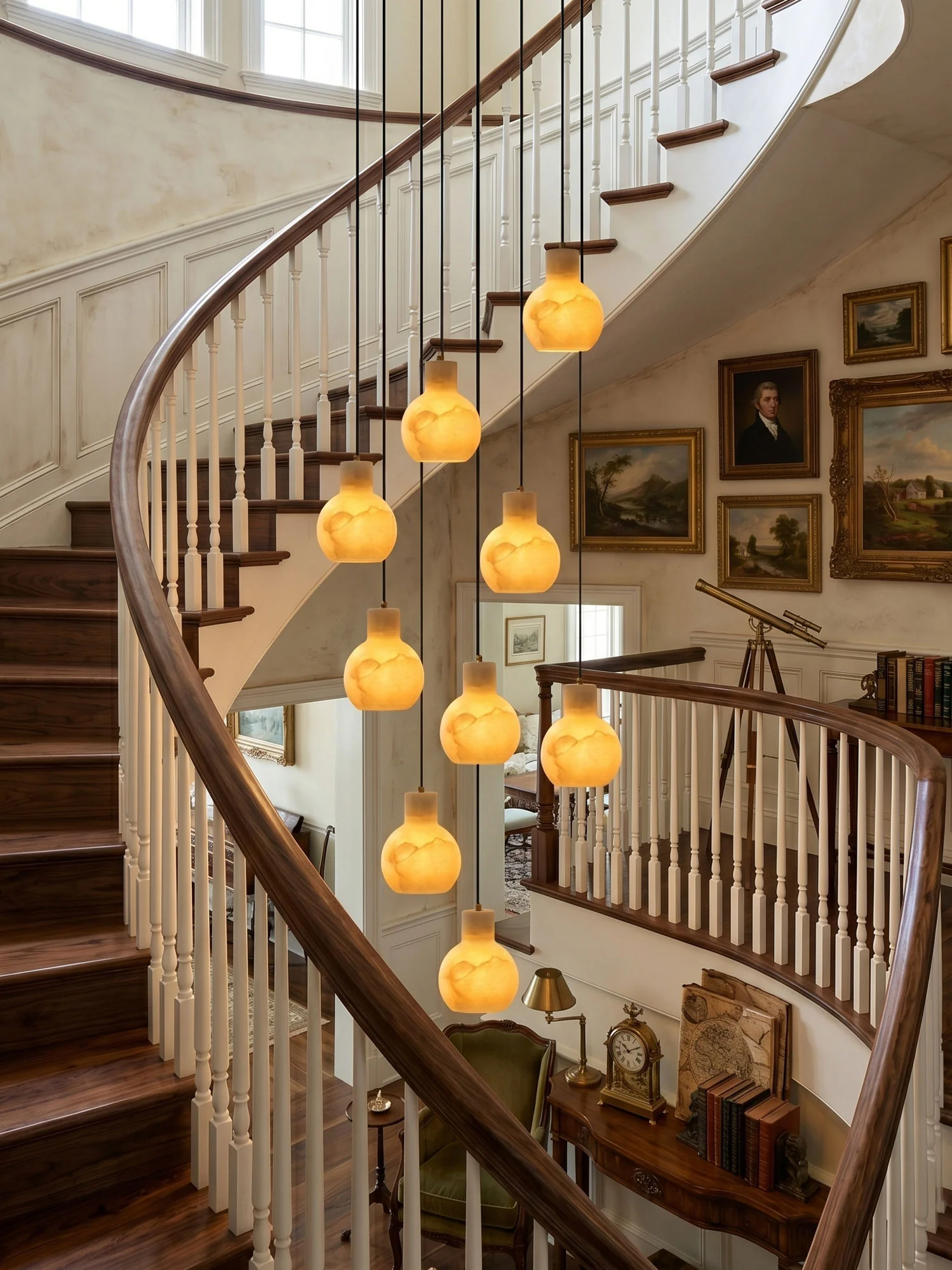 Bell Jar Alabaster Cluster Chandelier - Image 7