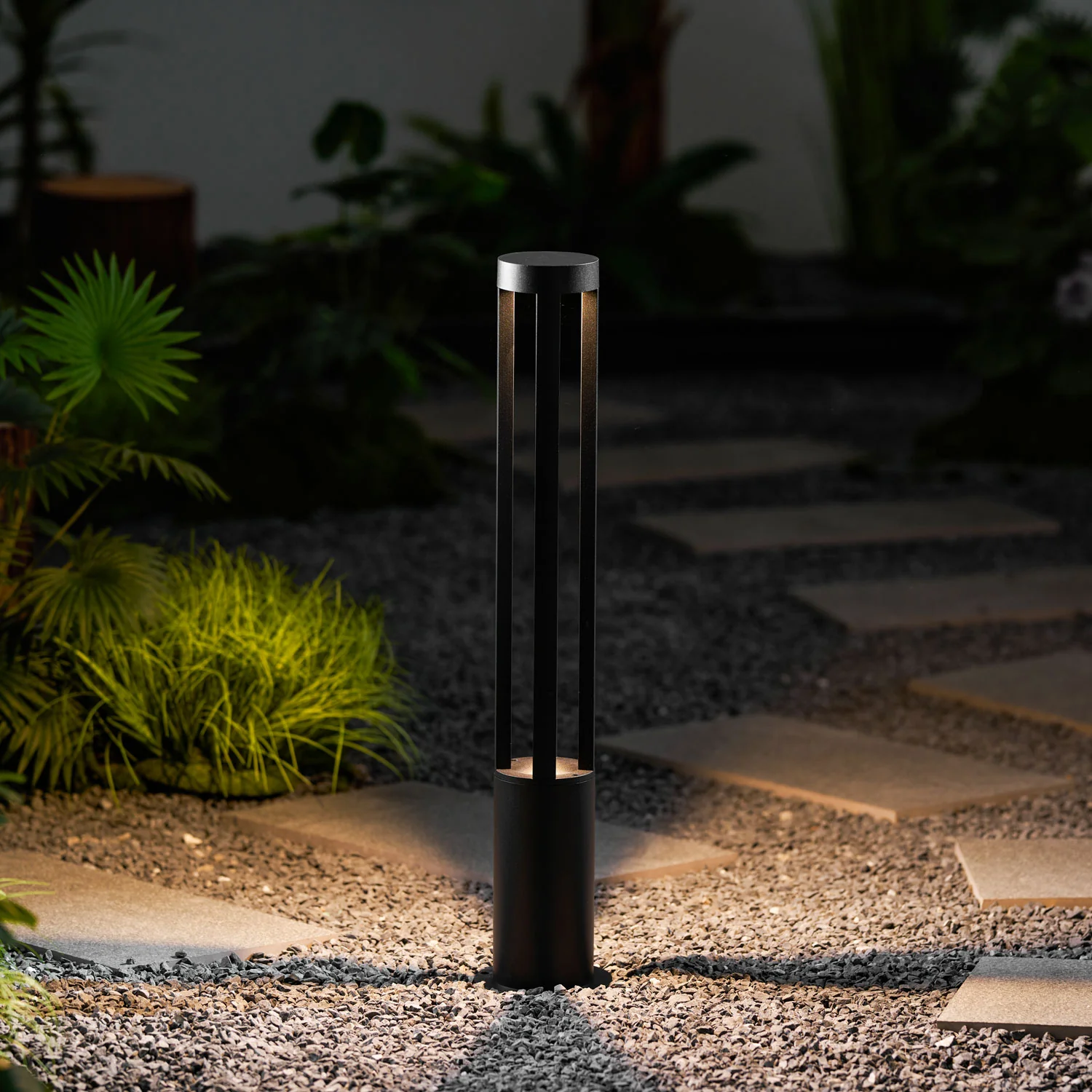 Black Cylindrical Garden Outdoor Light - Image 2