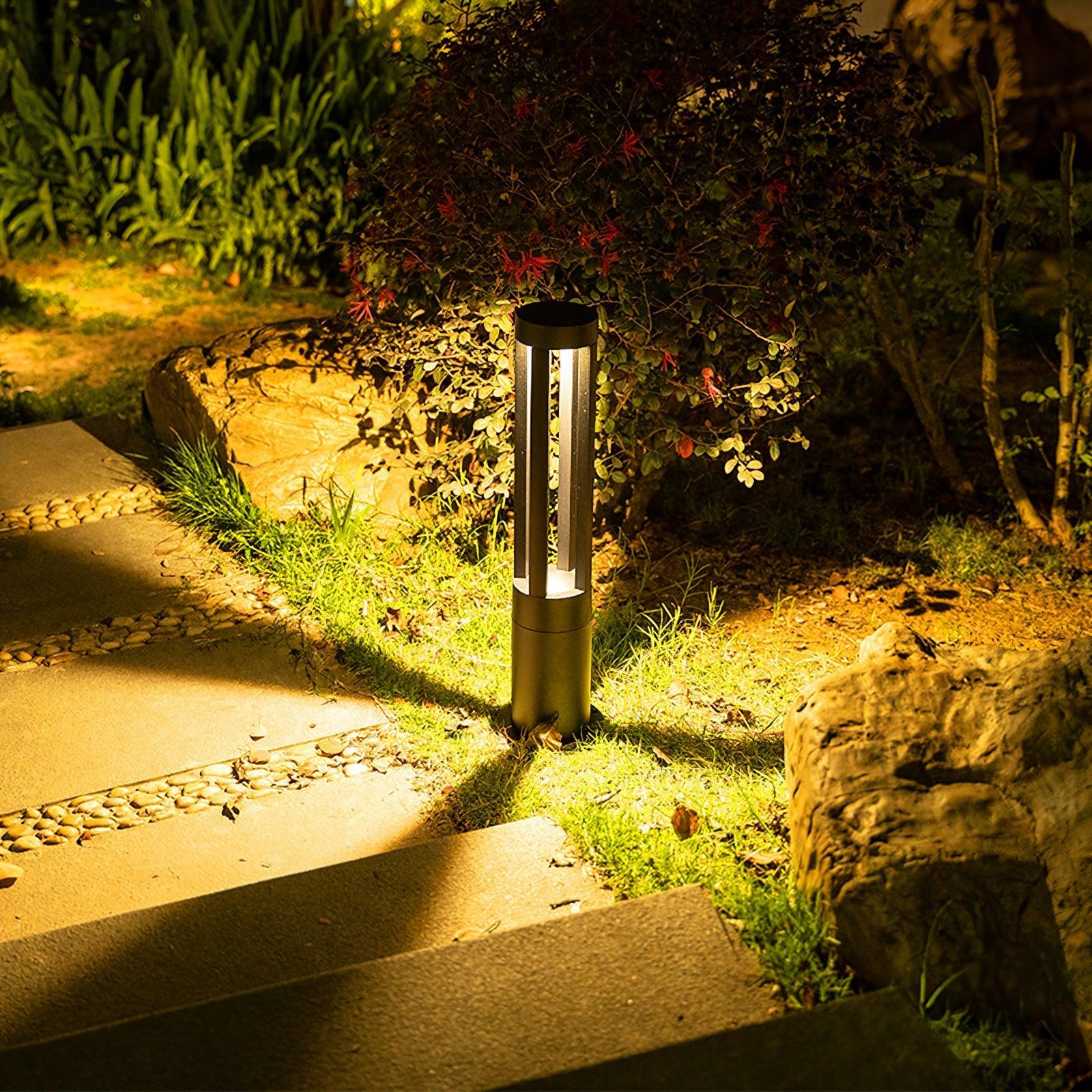 Black Cylindrical Solar Outdoor Post Light - Image 11