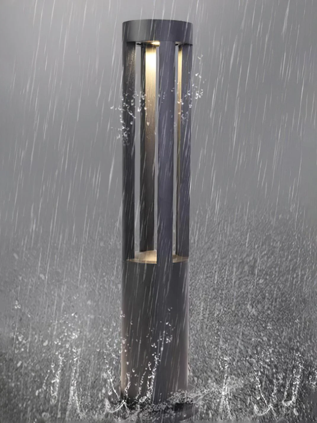 Black Cylindrical Solar Outdoor Post Light - Image 22