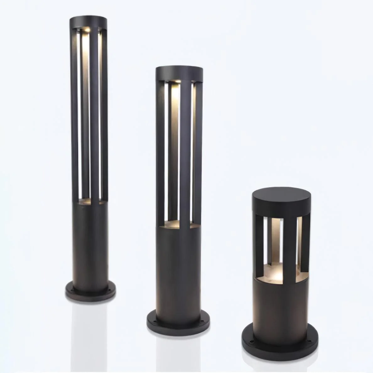 Black Cylindrical Solar Outdoor Post Light - Image 23