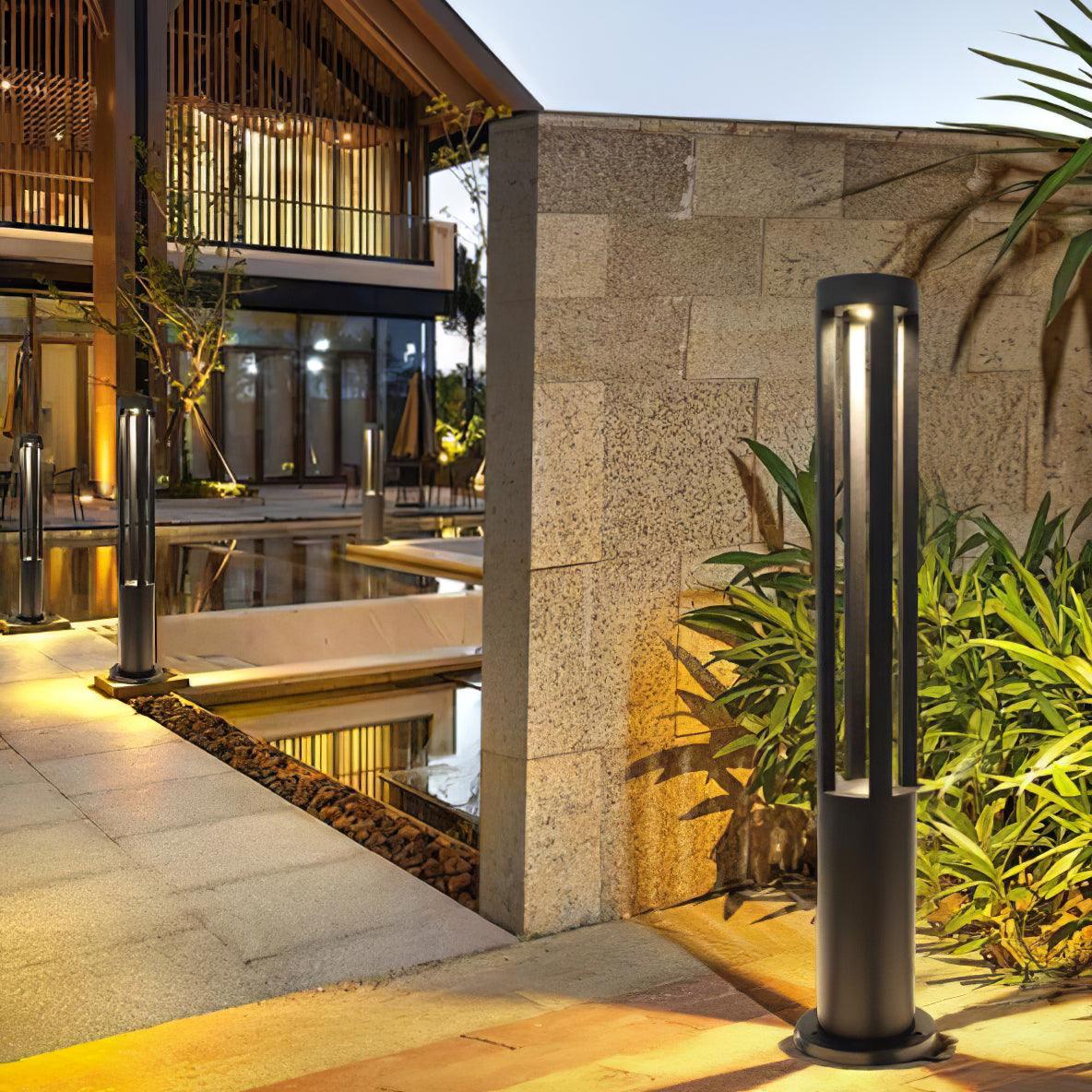 Black Cylindrical Solar Outdoor Post Light - Image 24
