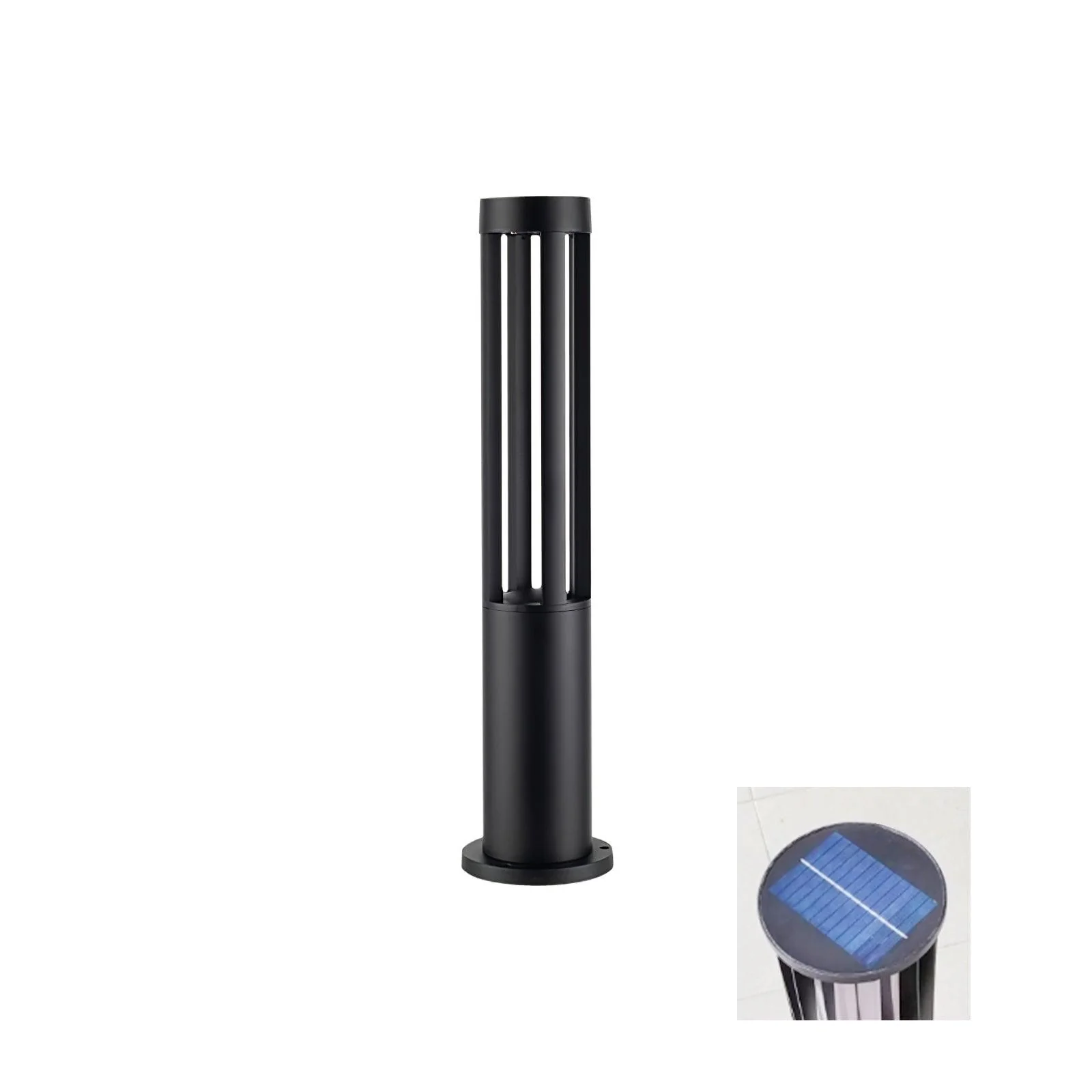 Black Cylindrical Solar Outdoor Post Light - Image 37