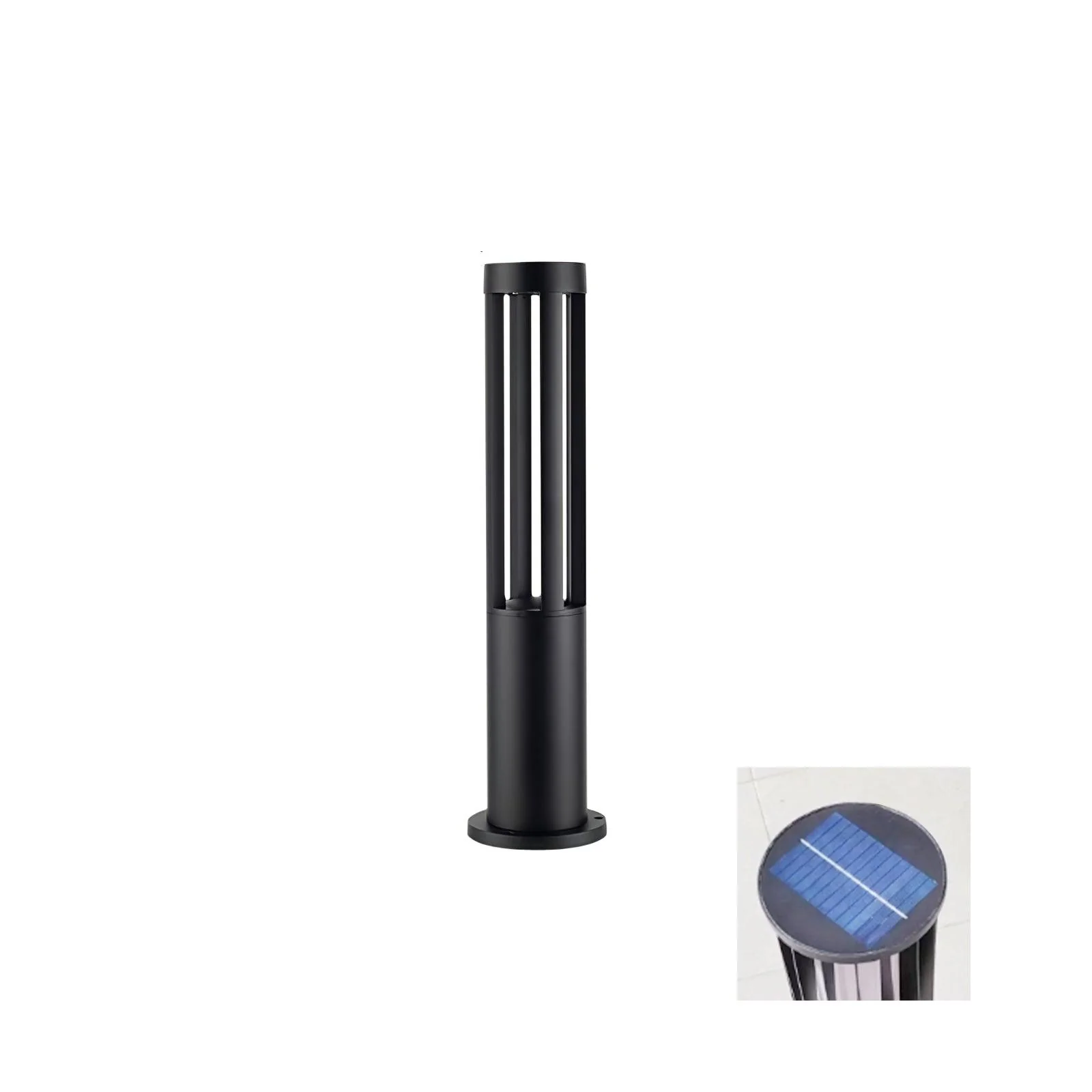 Black Cylindrical Solar Outdoor Post Light - Image 38